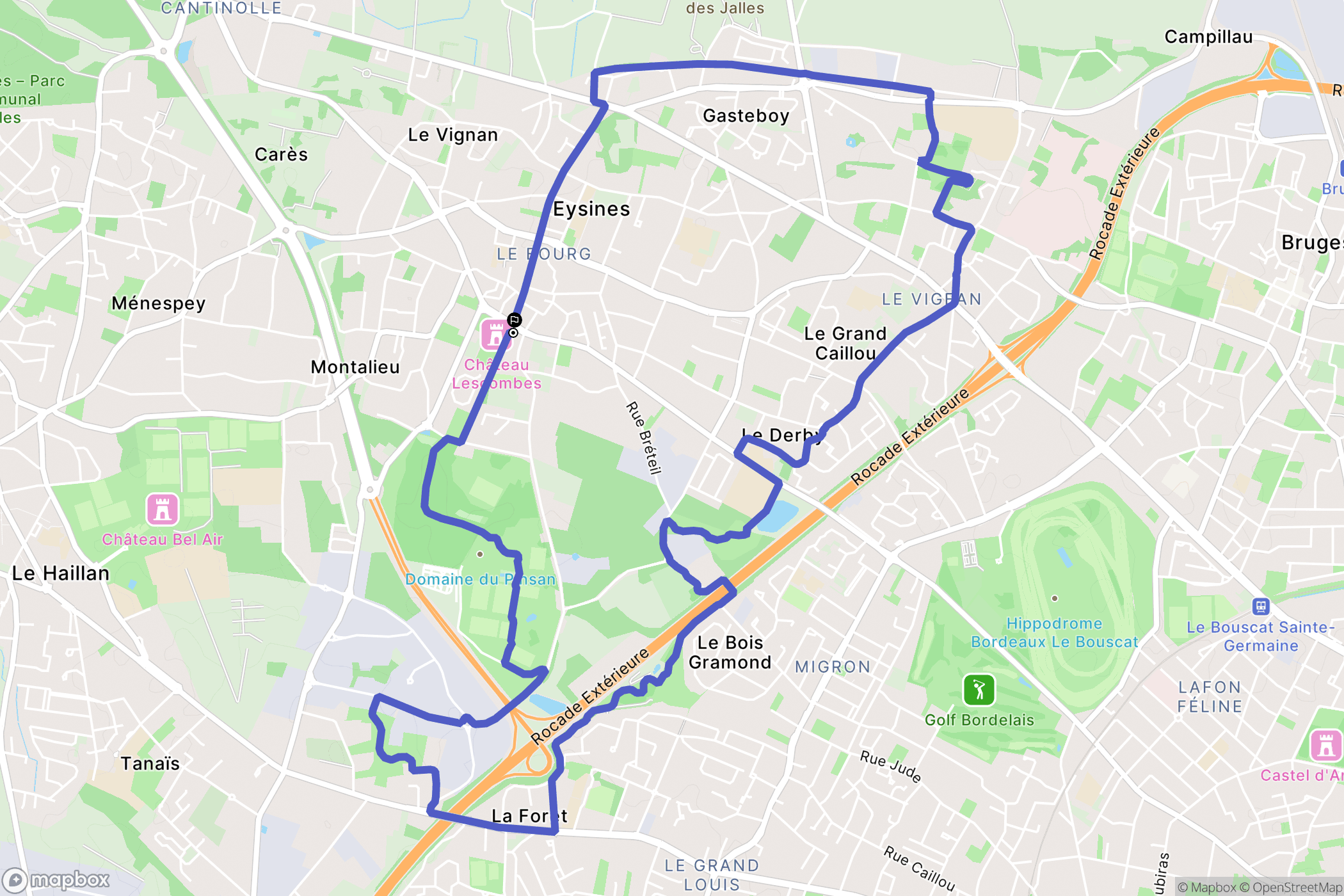 Eysines : carte du parcours de randonnée - France