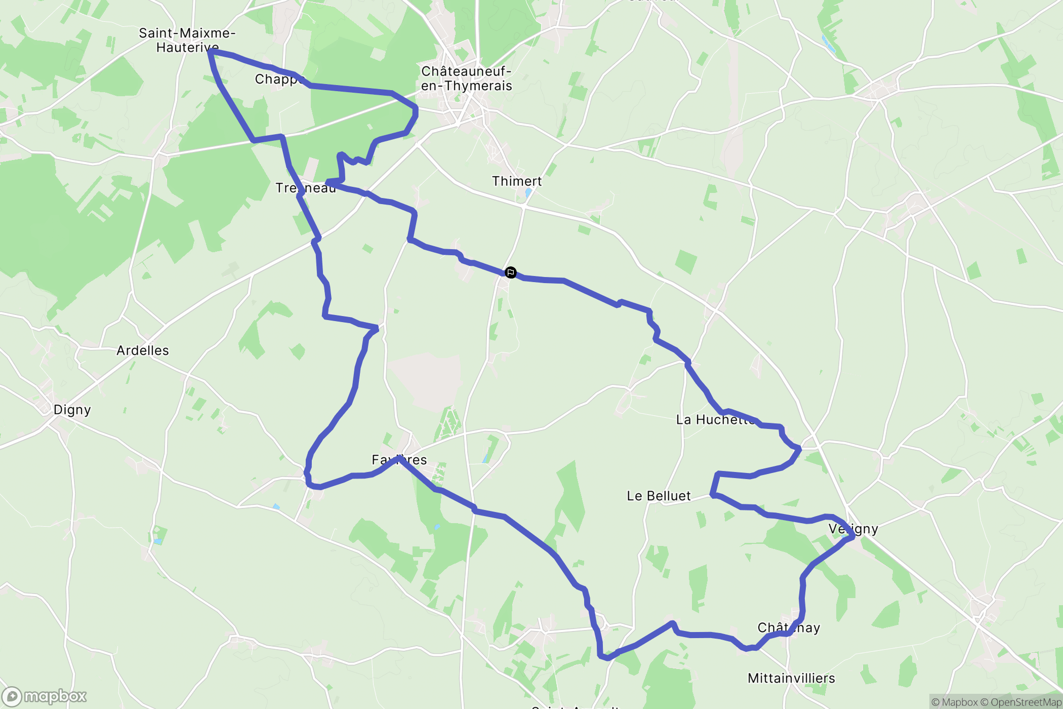 Thimert-Gâtelles : carte du parcours de randonnée - France