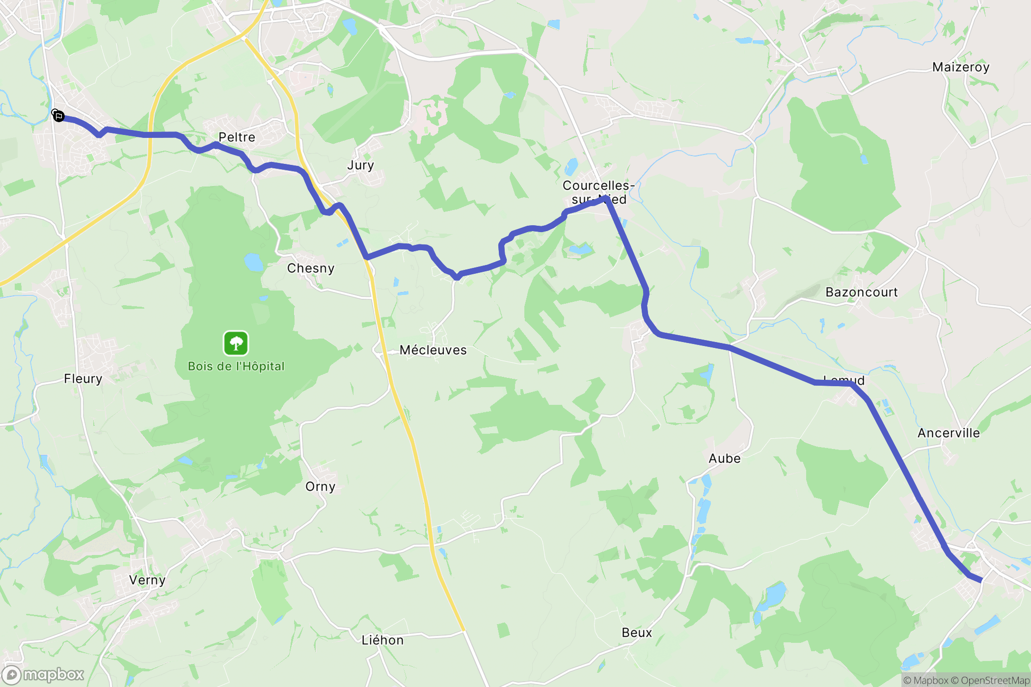 Metz : carte du parcours de randonnée - France