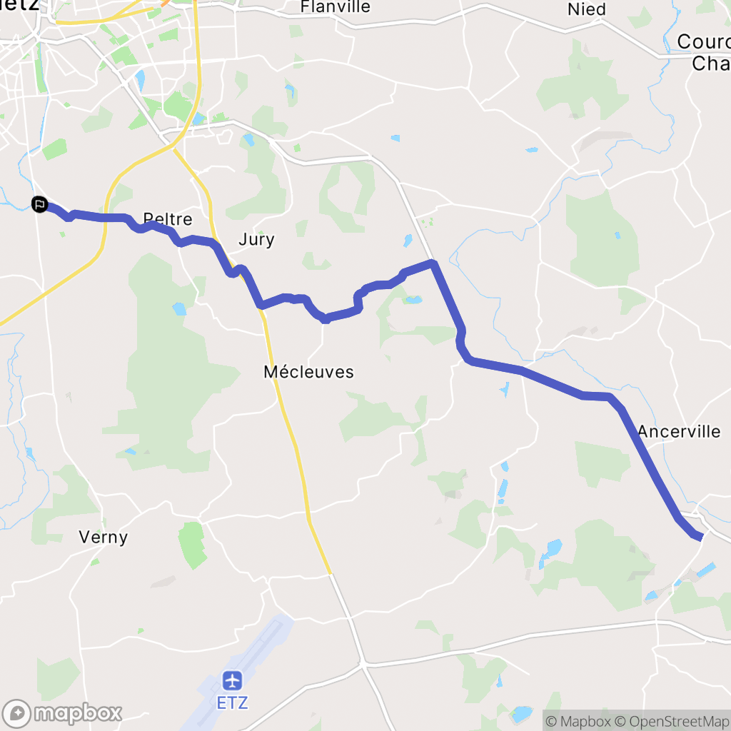 Metz : carte du parcours de randonnée - France