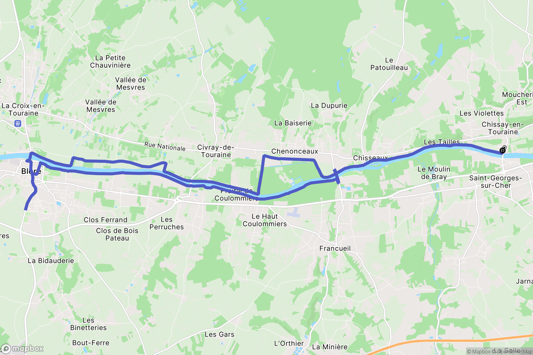 Chissay-en-Touraine : carte du parcours de randonnée - France