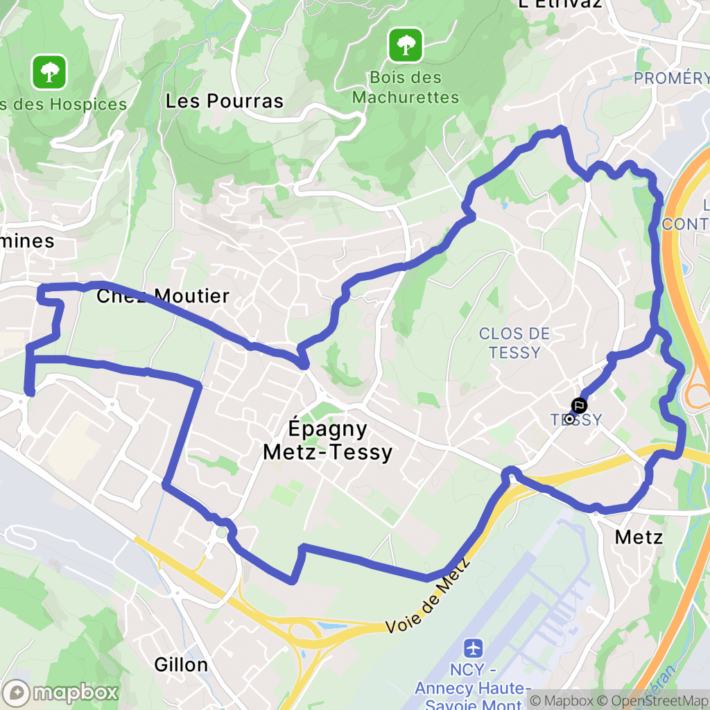 Epagny Metz-Tessy : carte du parcours de randonnée - France