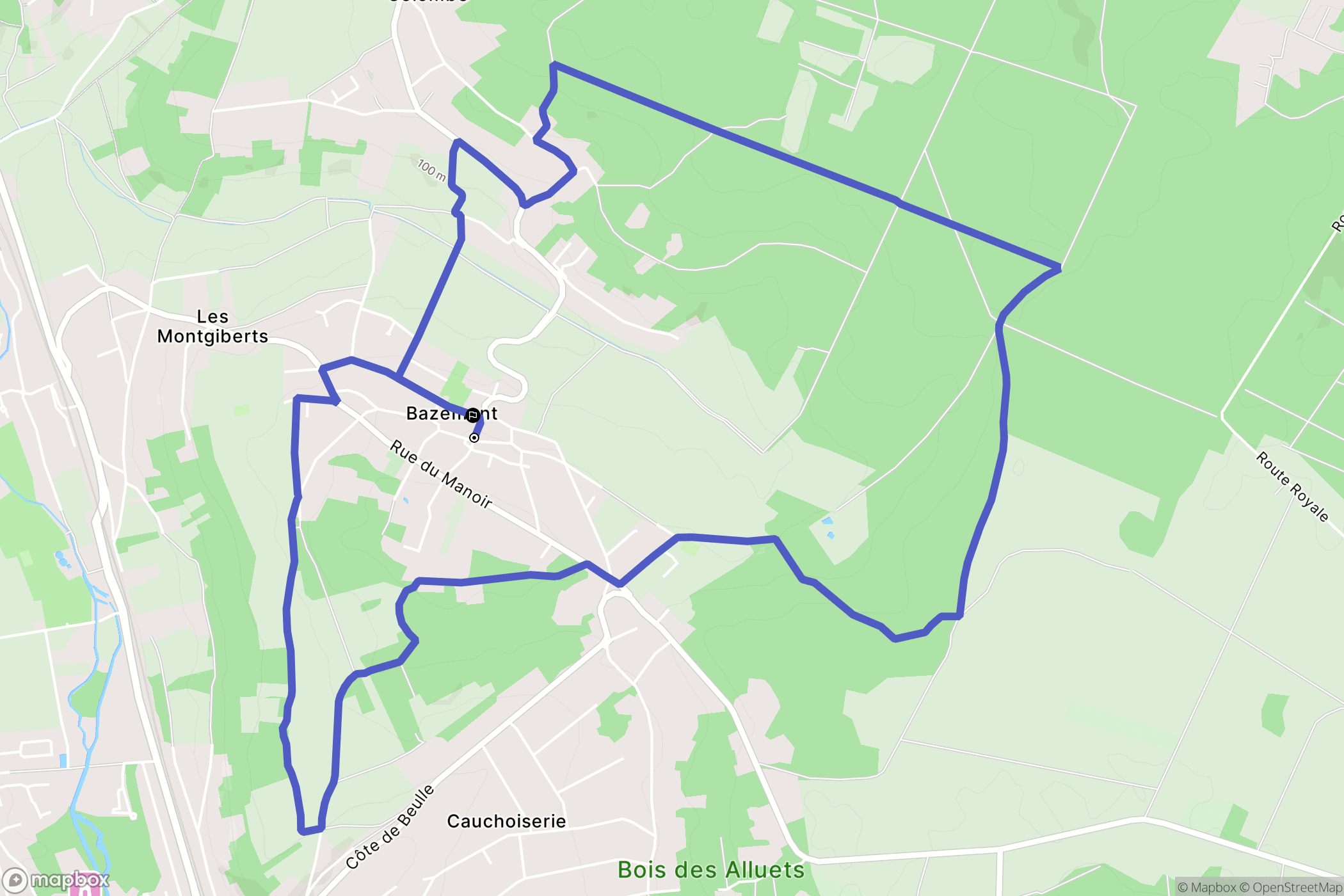 Bazemont : carte du parcours de randonnée - France