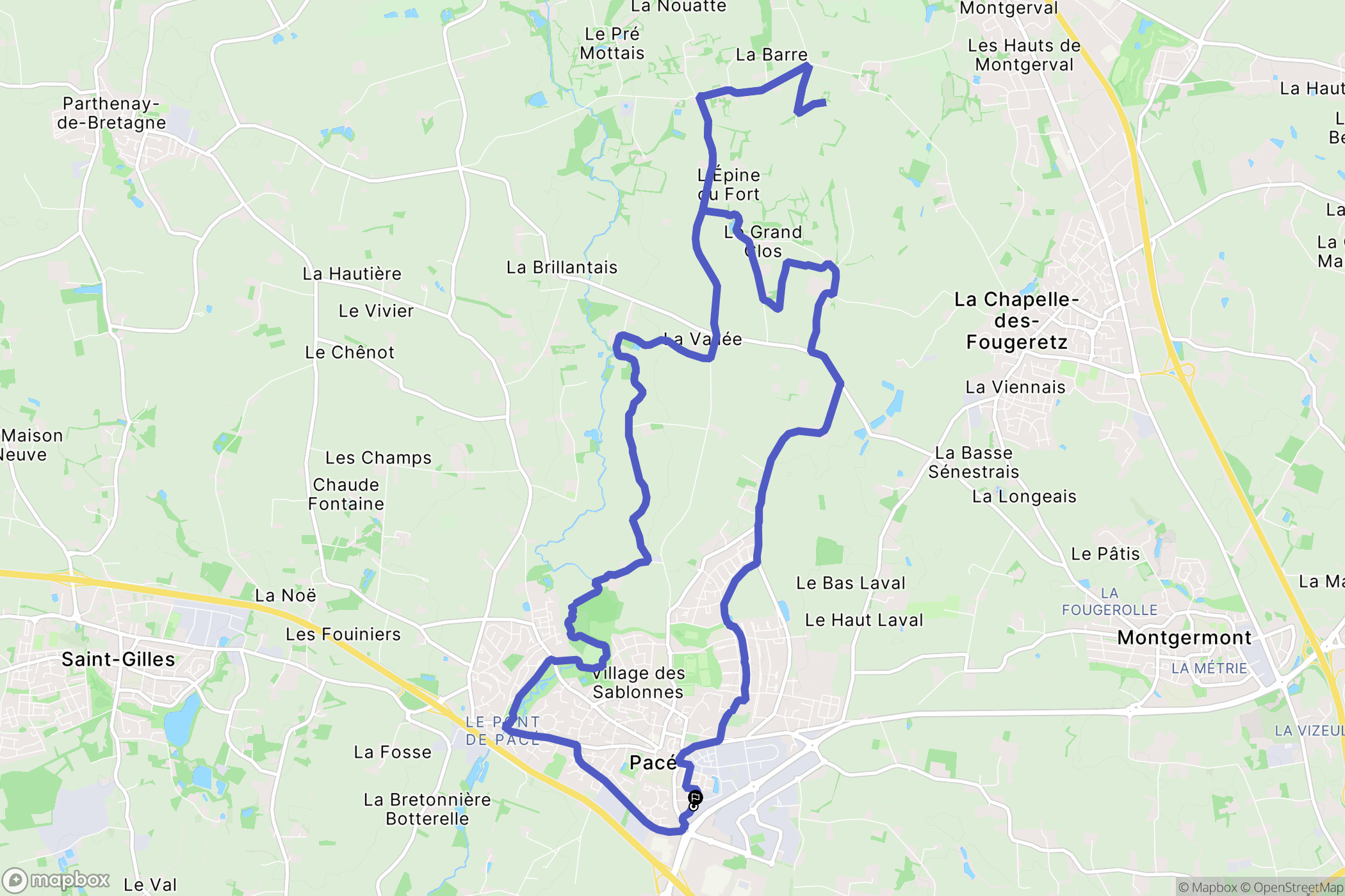 Pacé : carte du parcours de randonnée - France