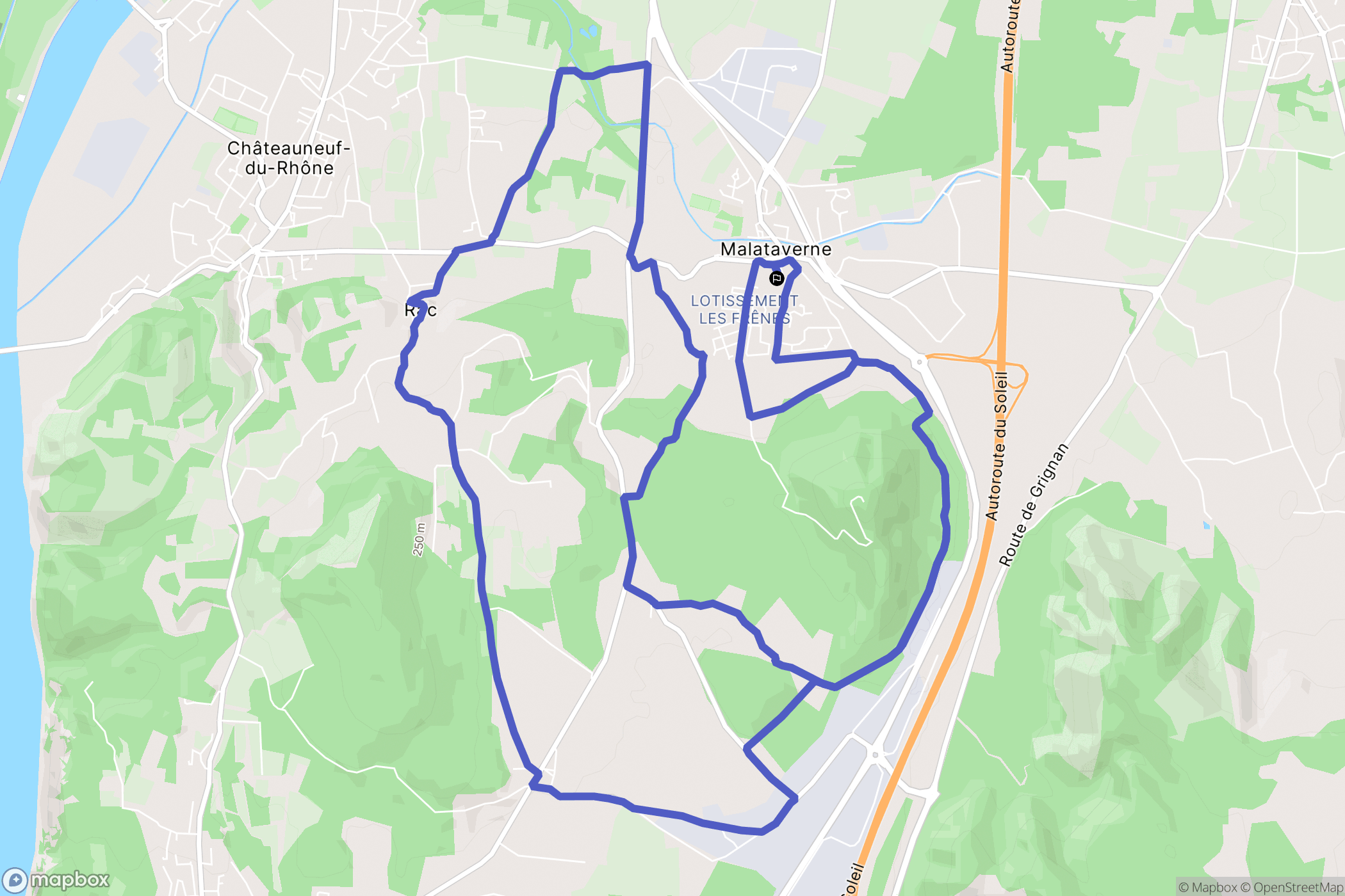 Malataverne : carte du parcours de randonnée - France