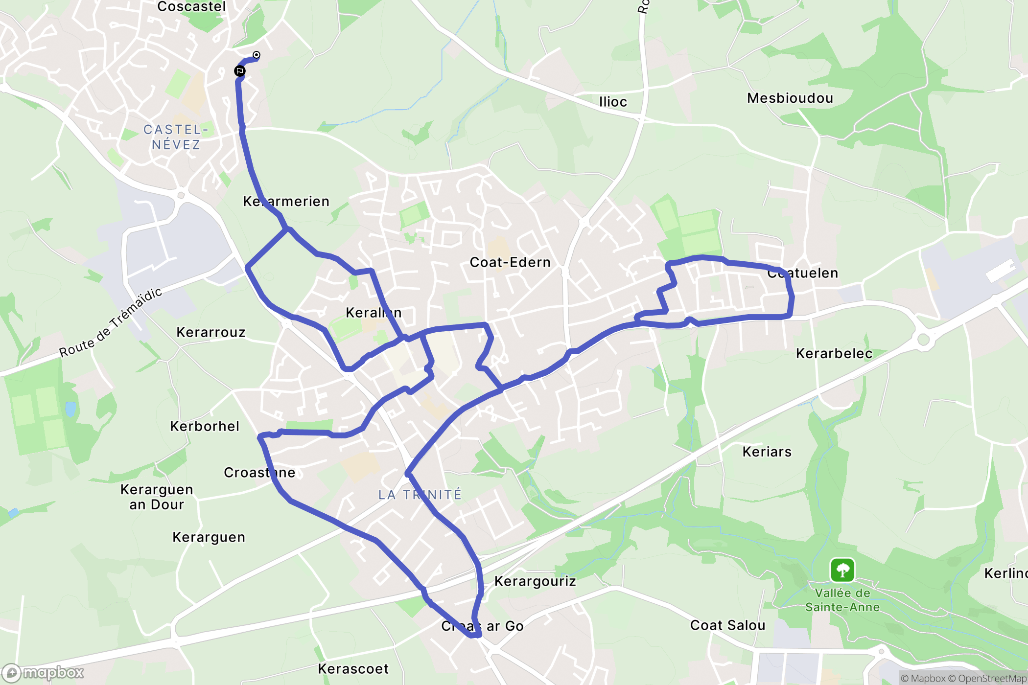 Plouzané : carte du parcours de randonnée - France