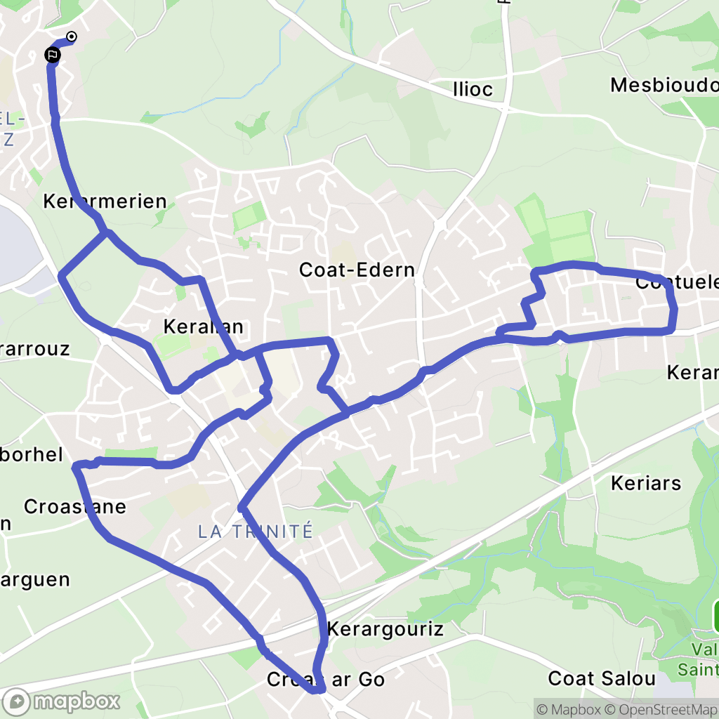 Plouzané : carte du parcours de randonnée - France