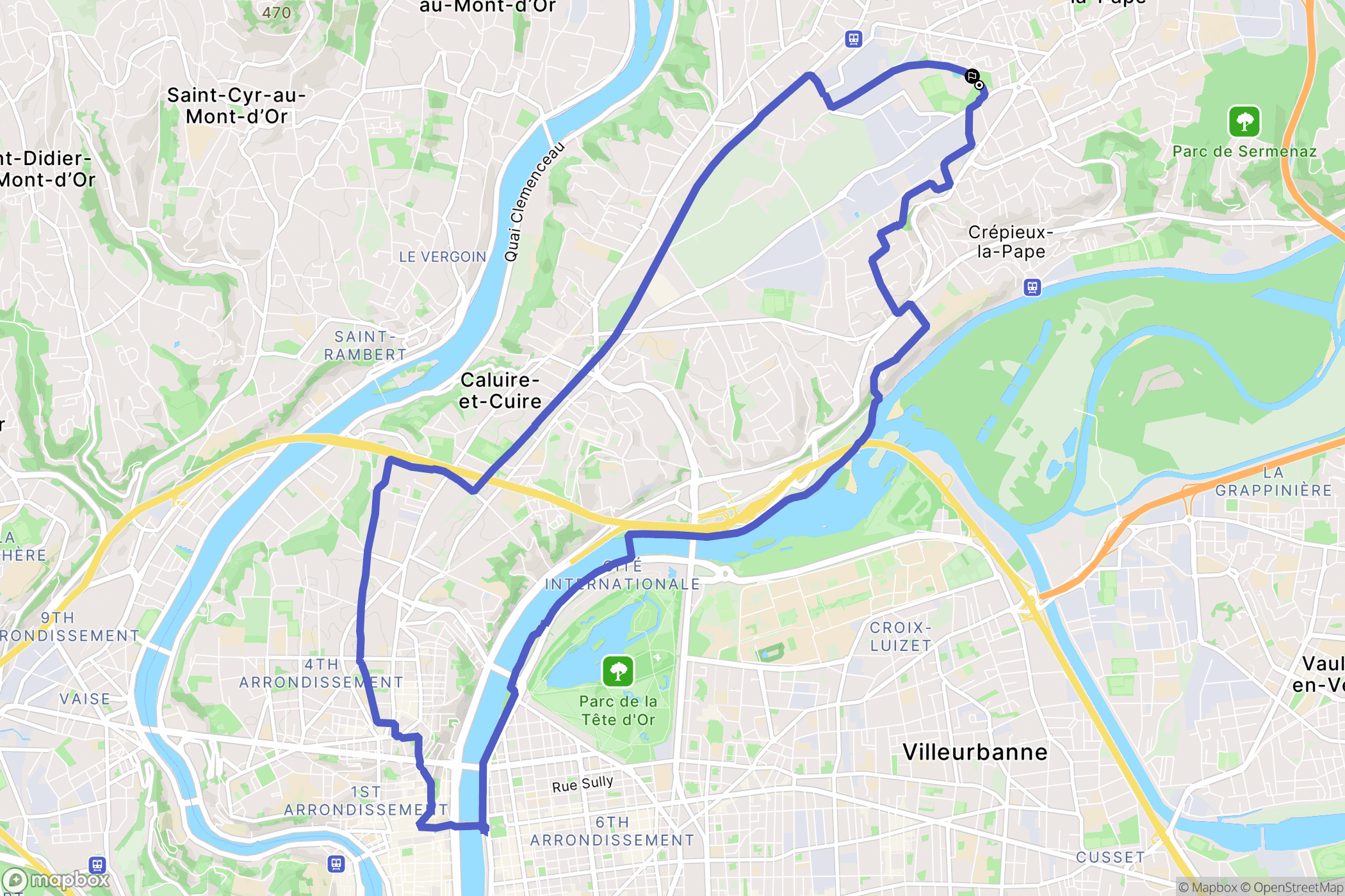 Rillieux-la-Pape : carte du parcours de randonnée - France