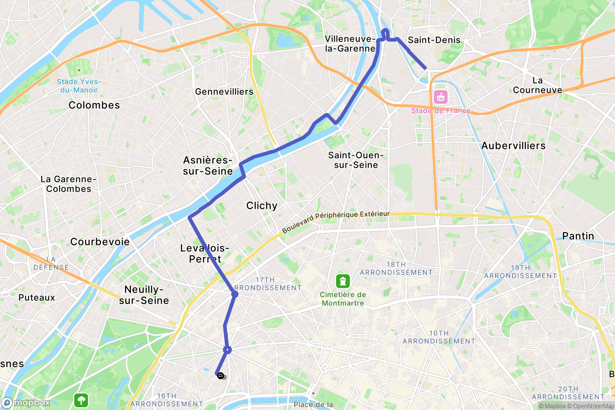 Paris : carte du parcours de randonnée - France