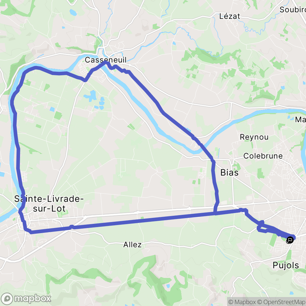 Pujols : carte du parcours de randonnée - France