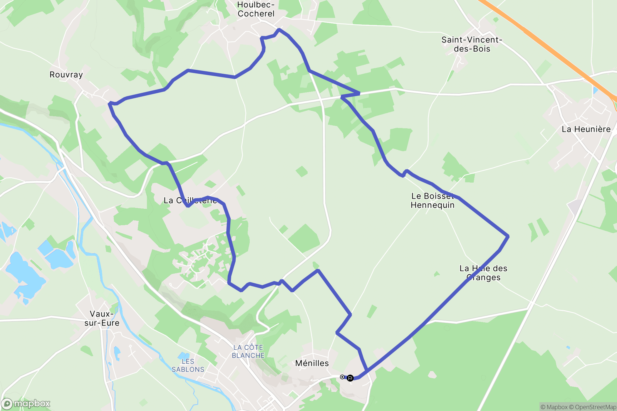 Ménilles : carte du parcours de randonnée - France