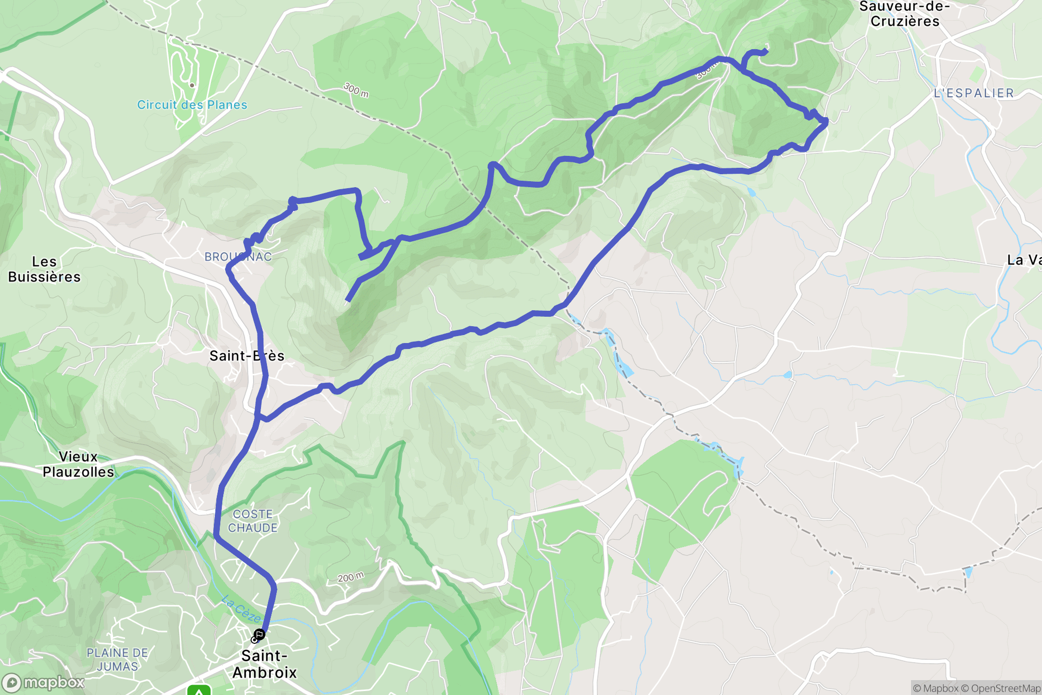 Saint-Ambroix : carte du parcours de randonnée - France