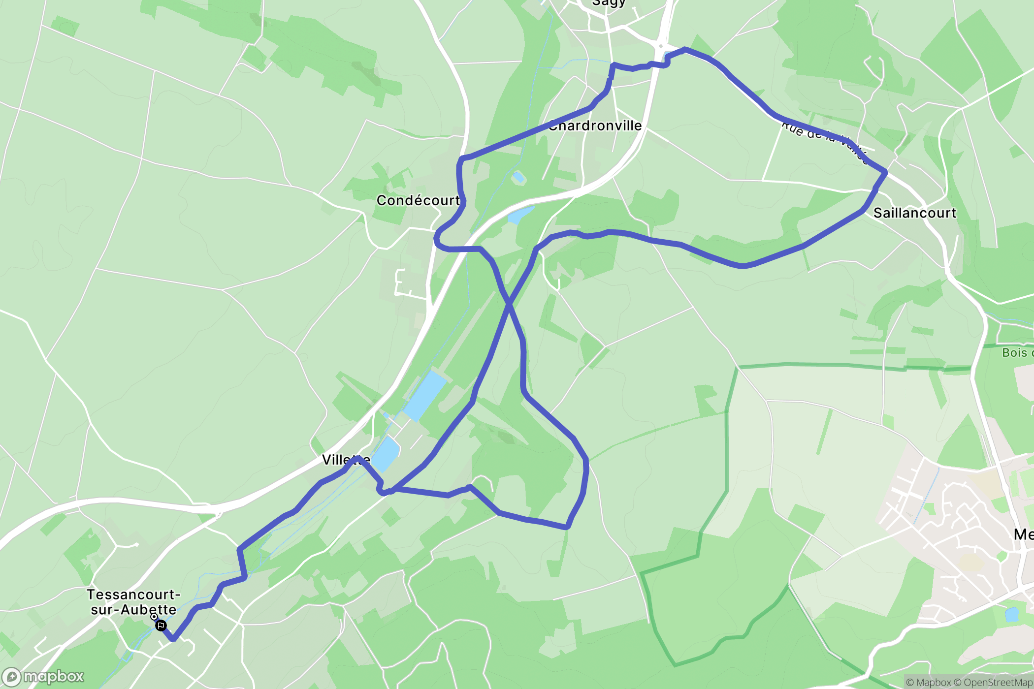 Tessancourt-sur-Aubette : carte du parcours de randonnée - France