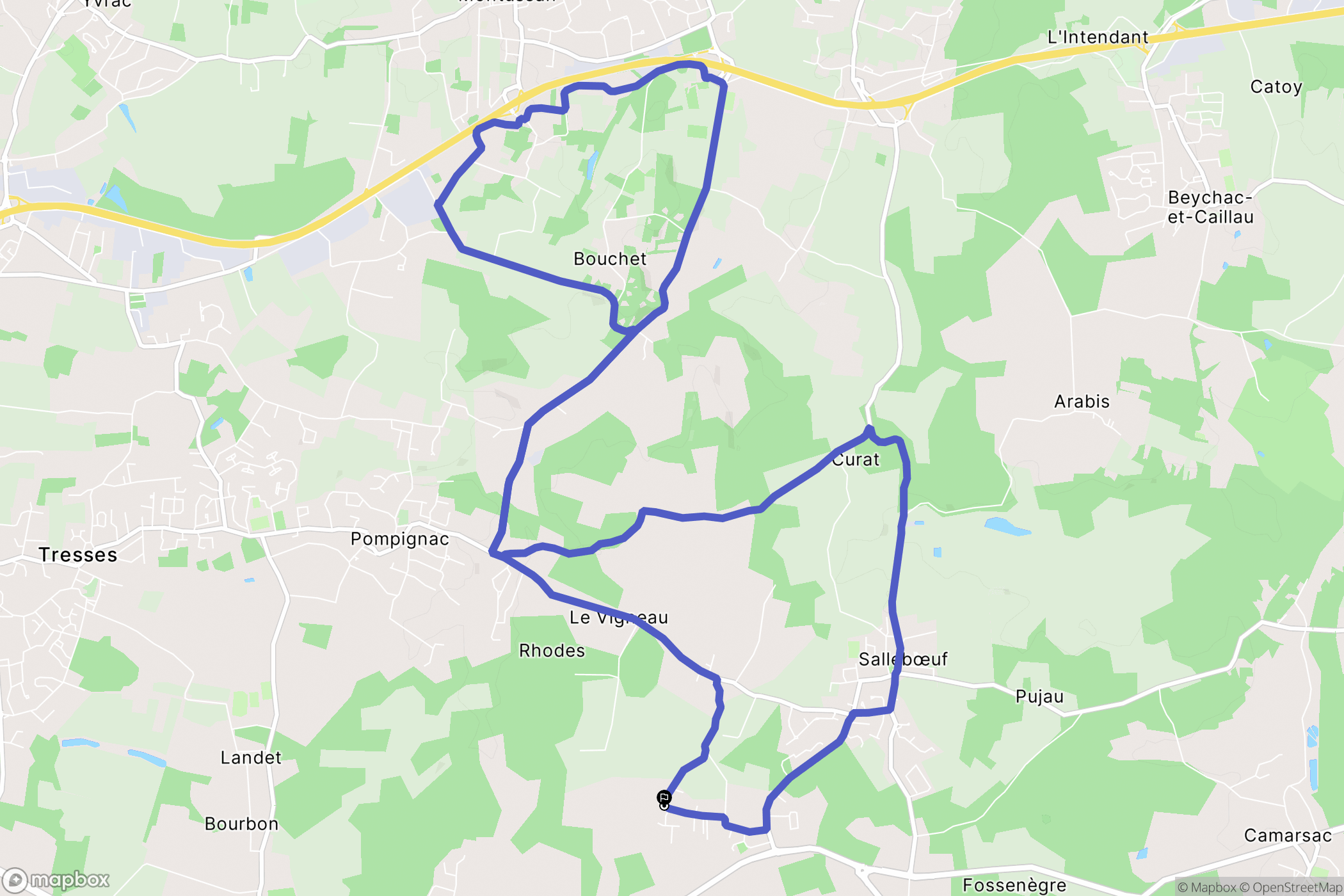 Sallebœuf : carte du parcours de randonnée - France