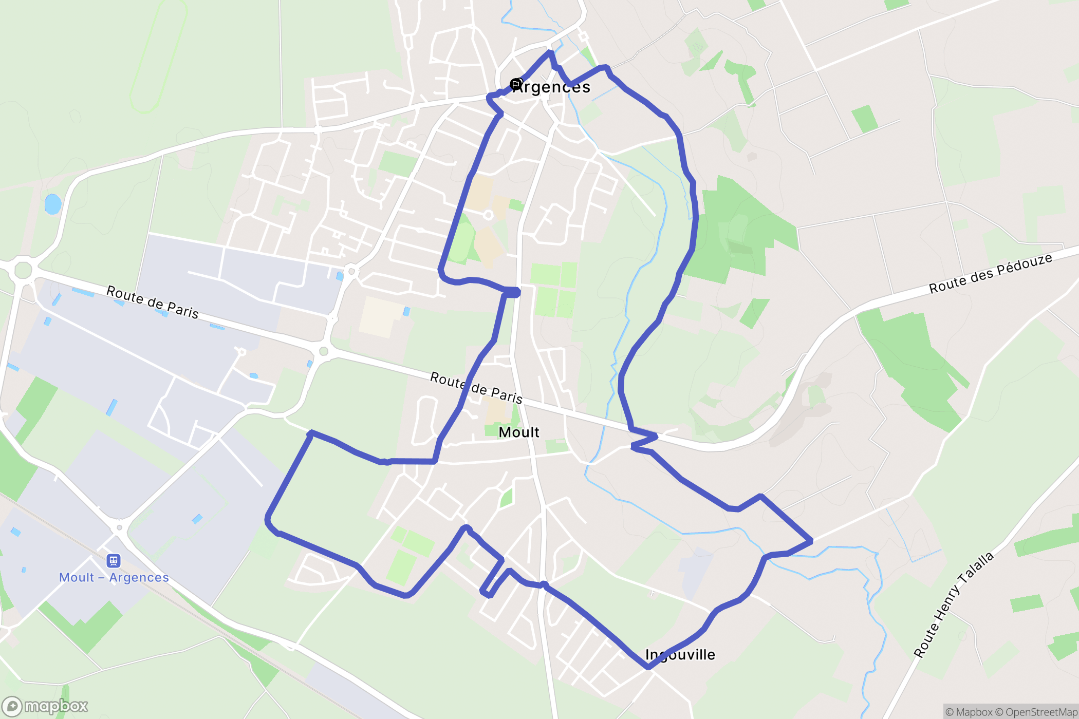 Argences : carte du parcours de randonnée - France