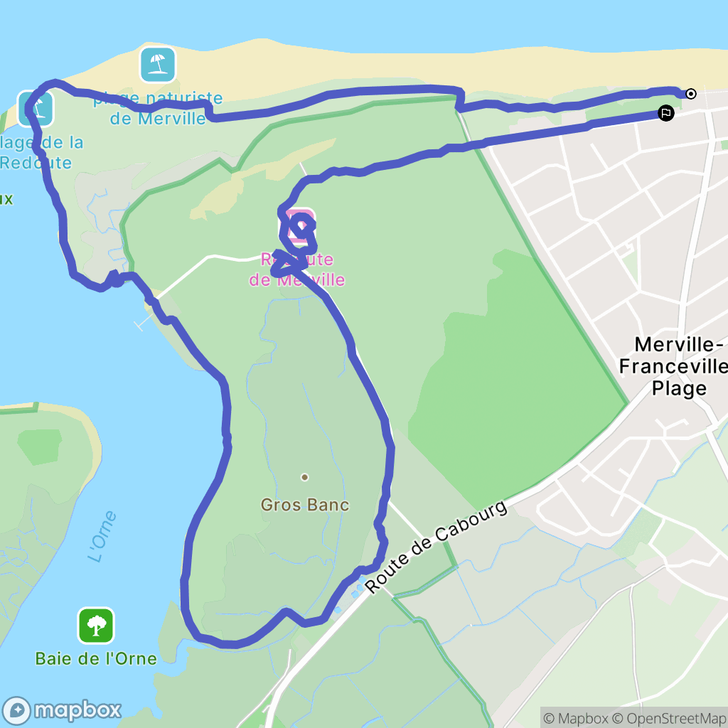 Merville-Franceville-Plage : carte du parcours de randonnée - France