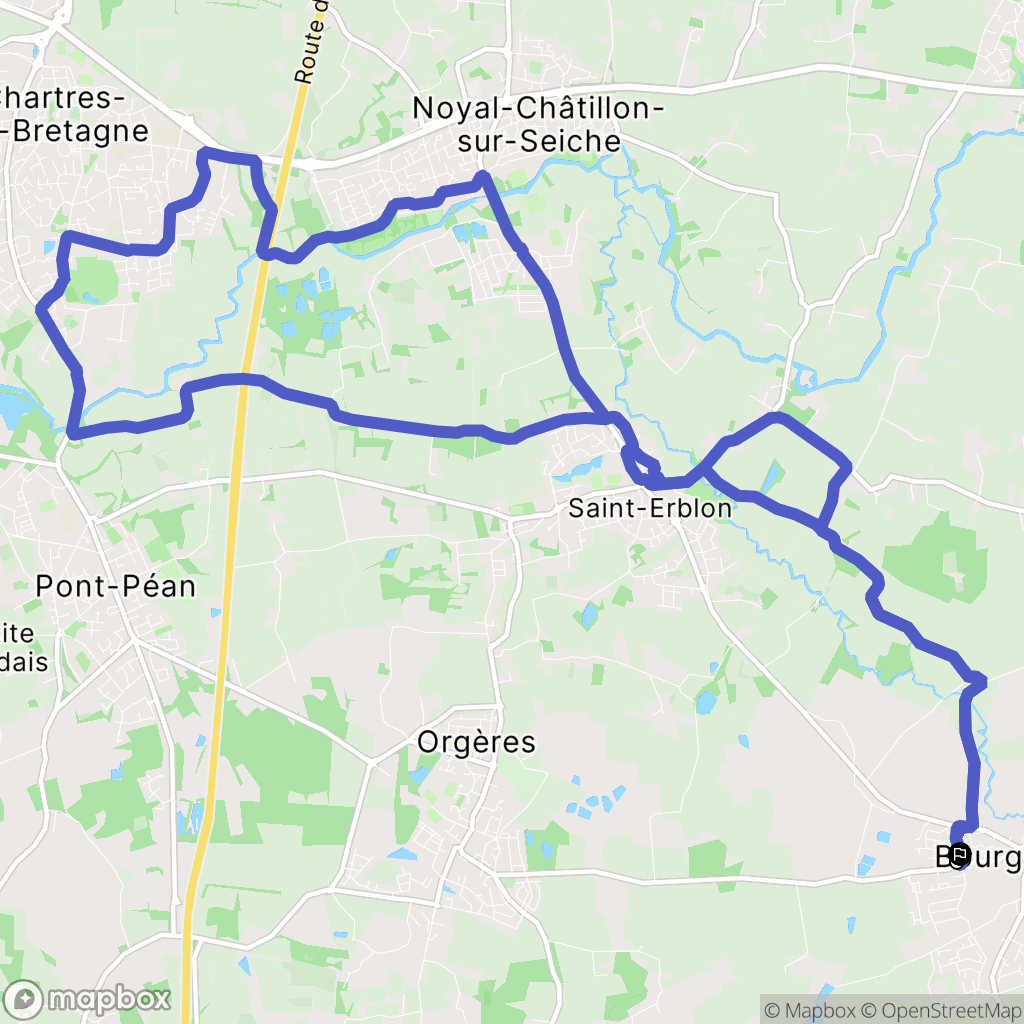Bourgbarré : carte du parcours de randonnée - France