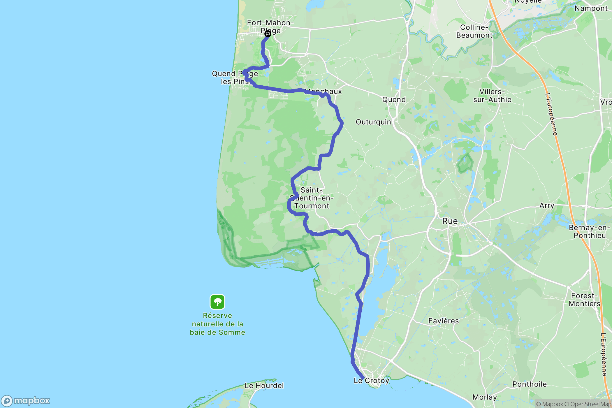 Fort-Mahon-Plage : carte du parcours de randonnée - France