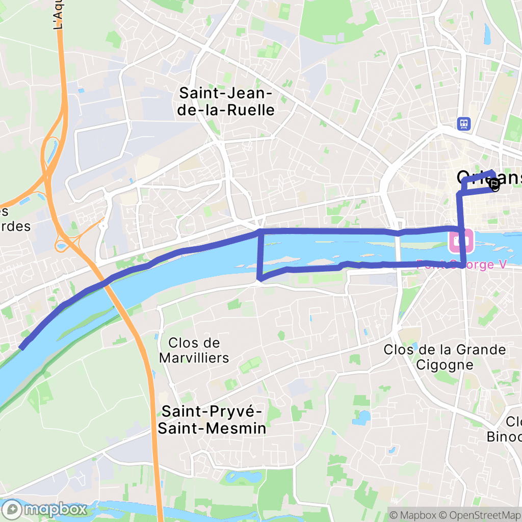 Orléans : carte du parcours de randonnée - France
