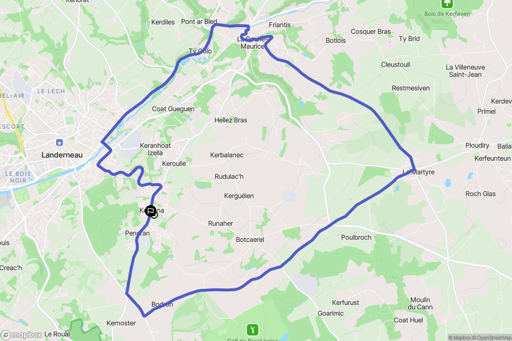 Pencran : carte du parcours de randonnée - France