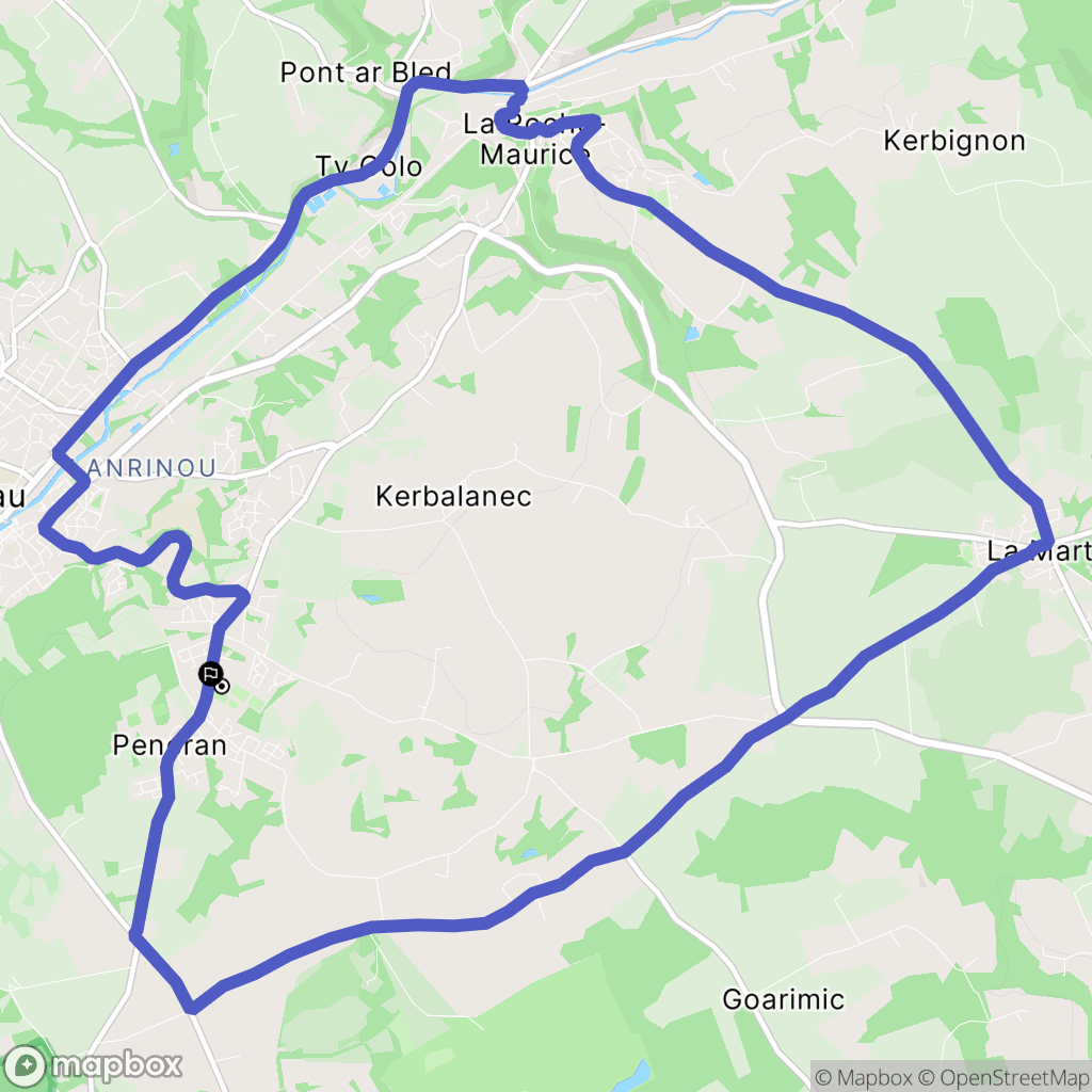 Pencran : carte du parcours de randonnée - France