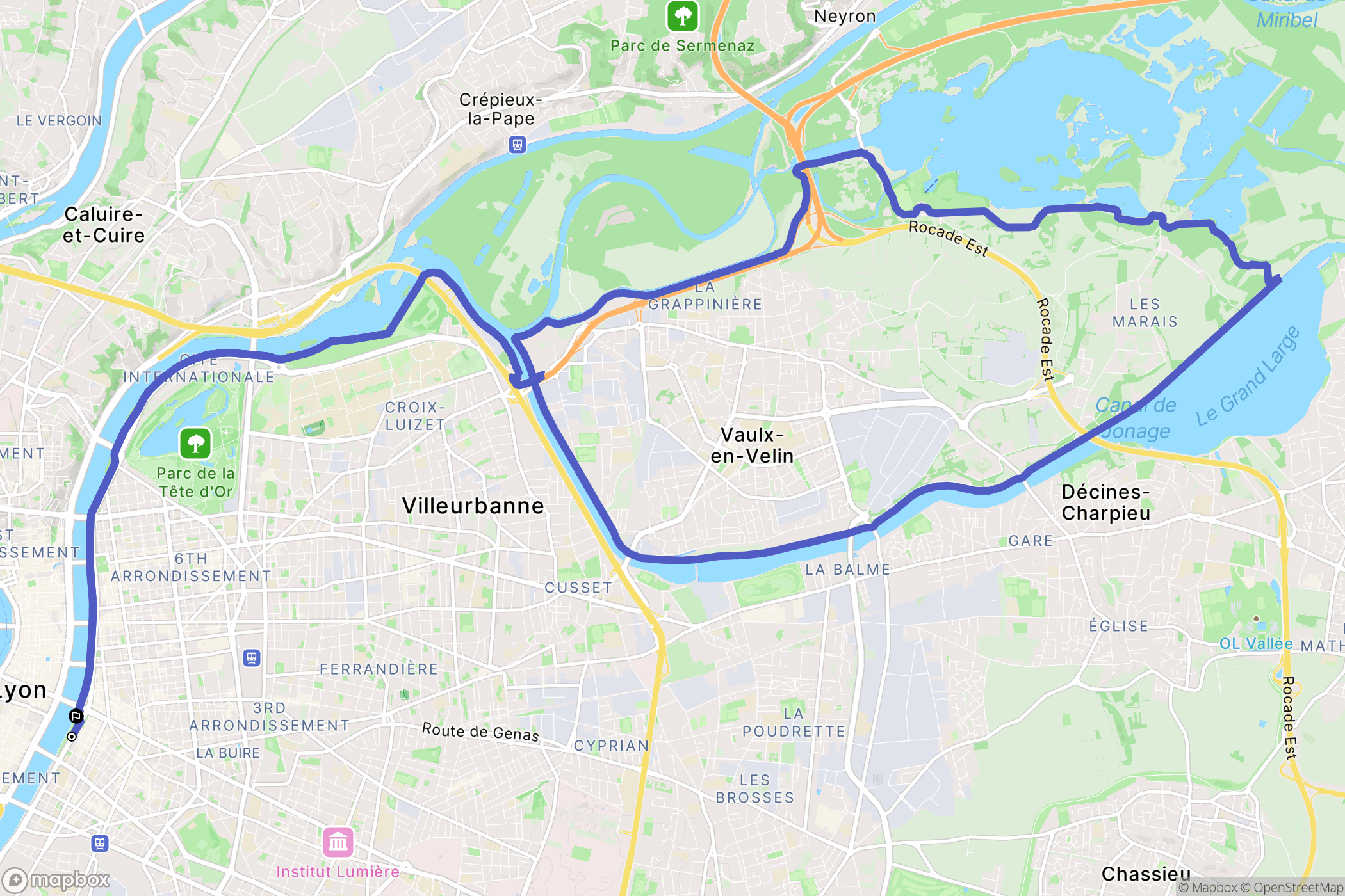Lyon : carte du parcours de randonnée - France