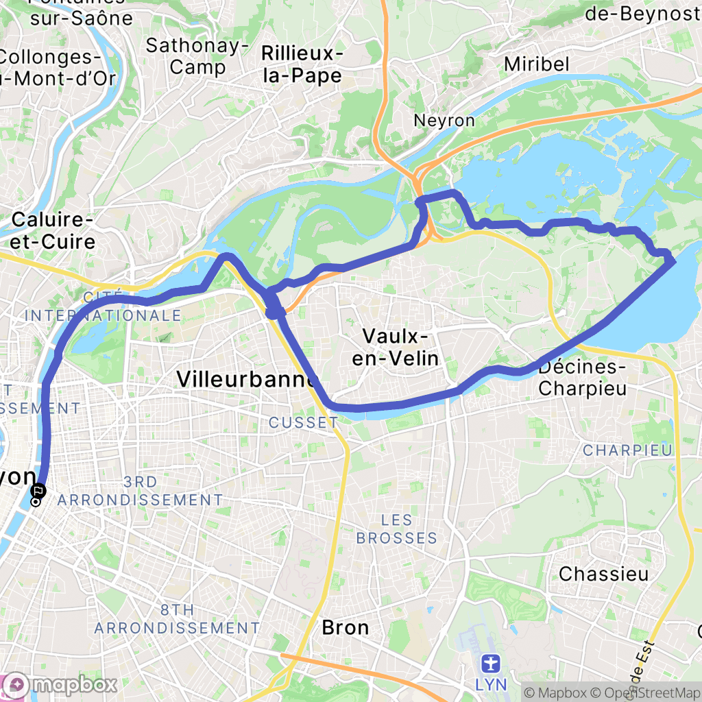 Lyon : carte du parcours de randonnée - France