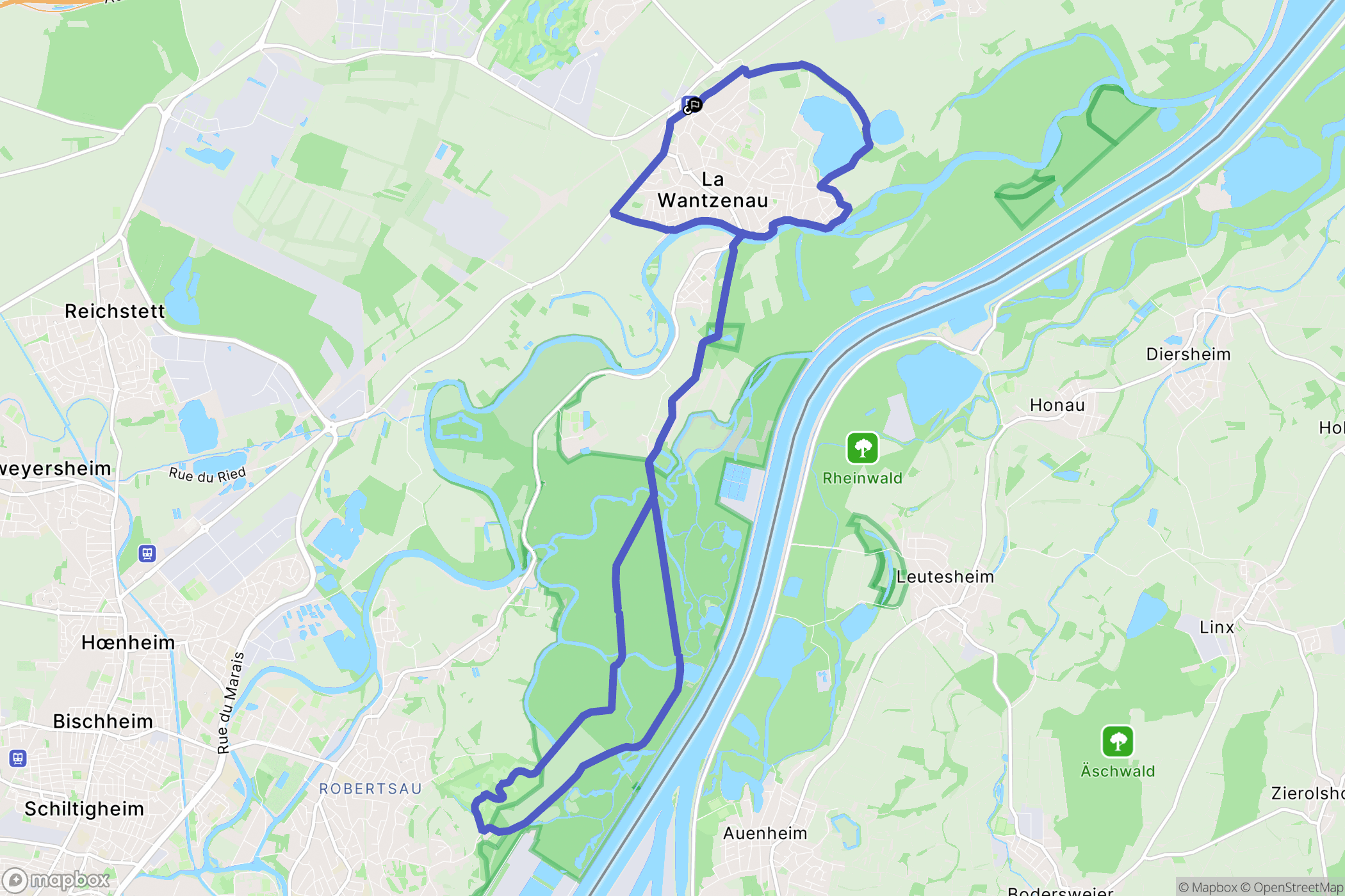 La Wantzenau : carte du parcours de randonnée - France