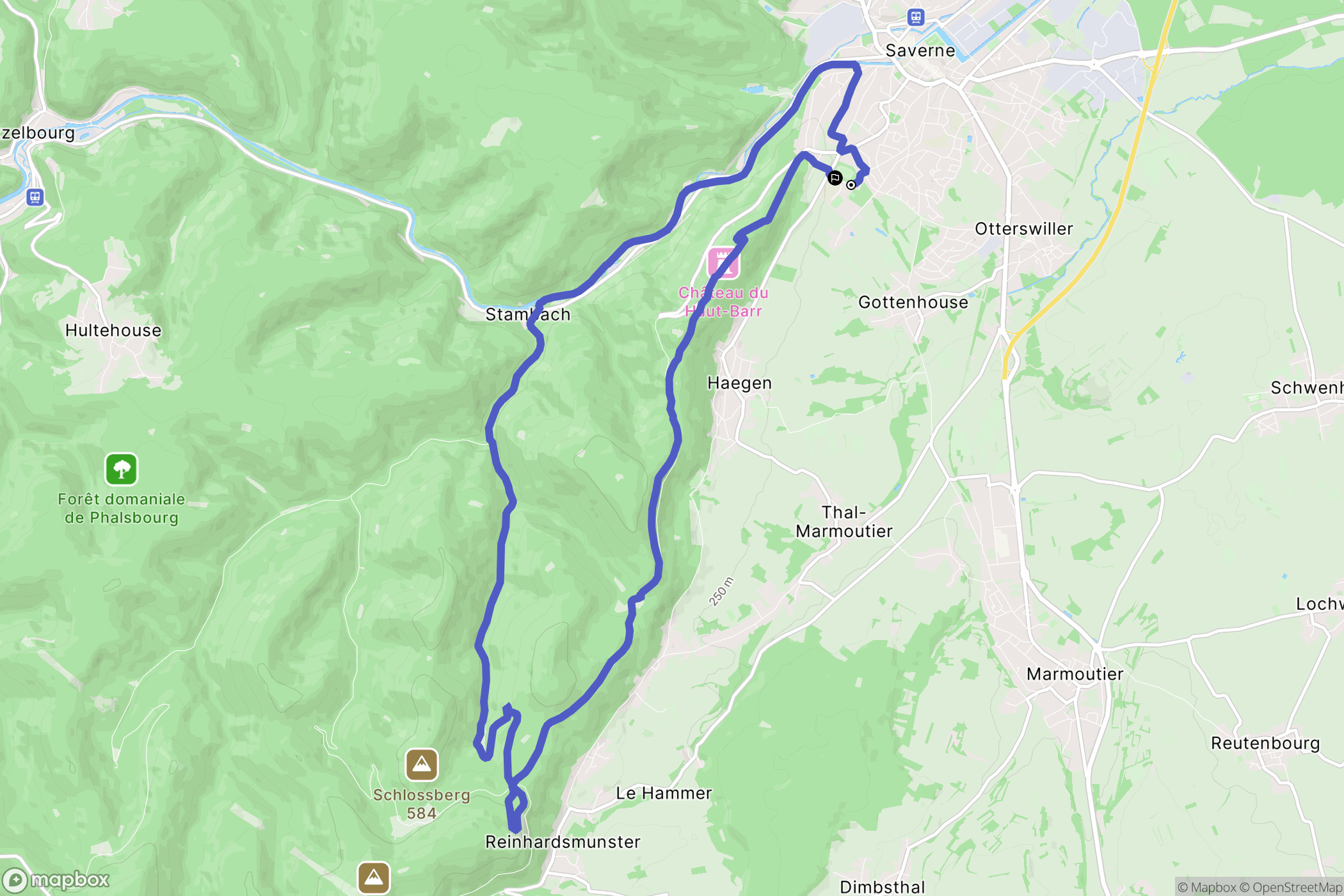 Saverne : carte du parcours de randonnée - France