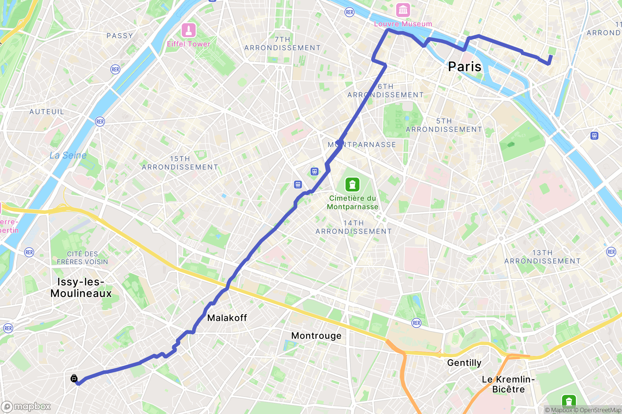 Clamart : carte du parcours de randonnée - France