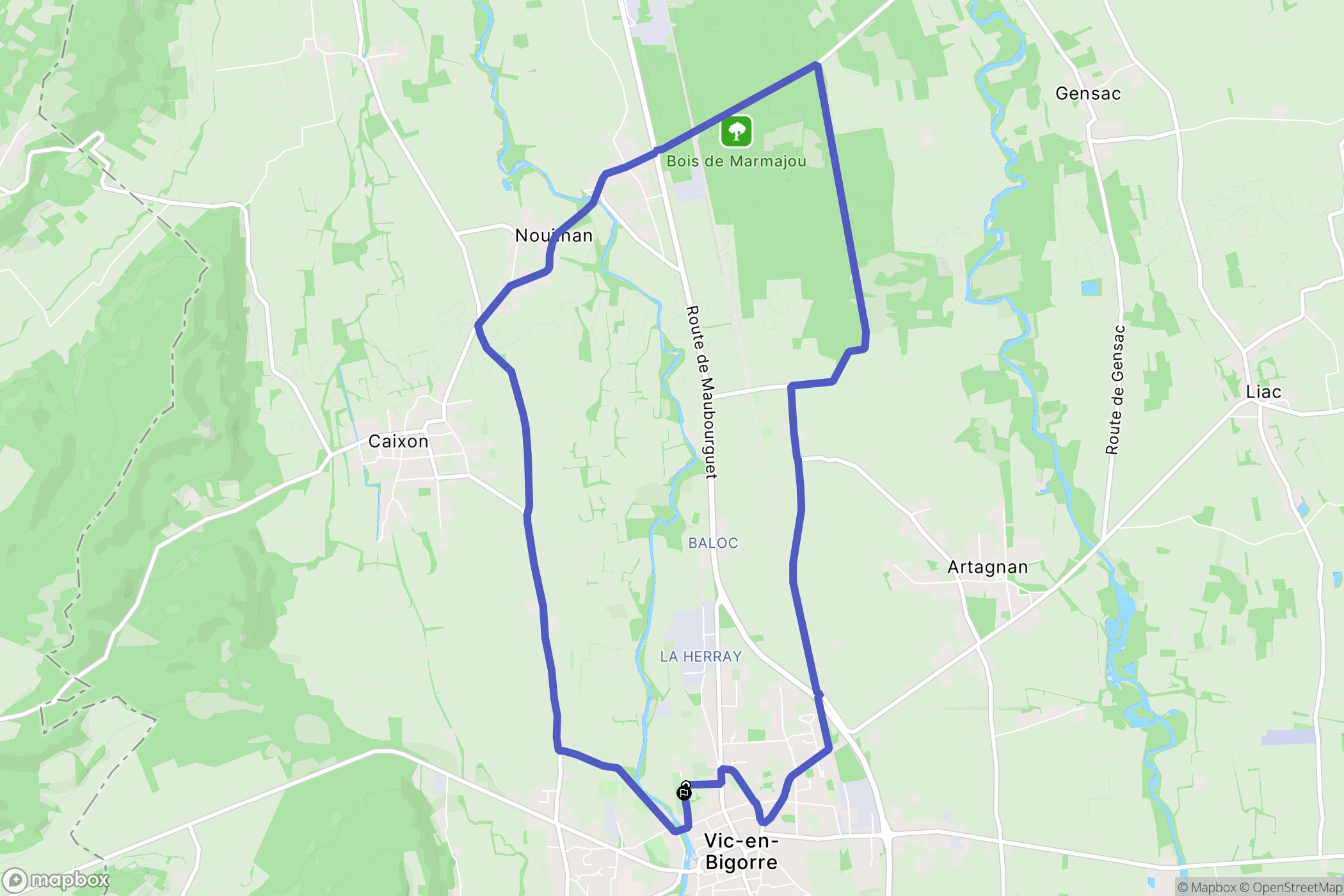 Vic-en-Bigorre : carte du parcours de randonnée - France