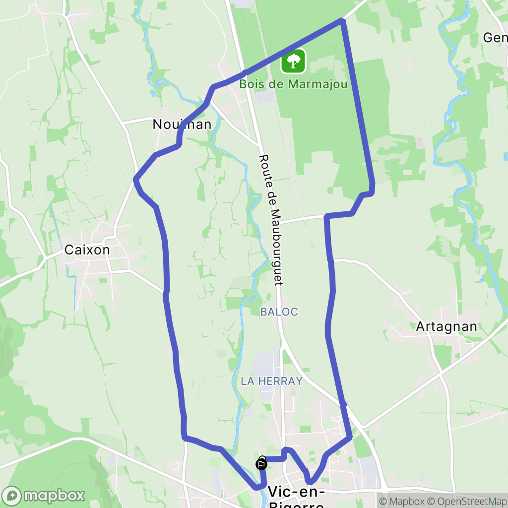 Vic-en-Bigorre : carte du parcours de randonnée - France