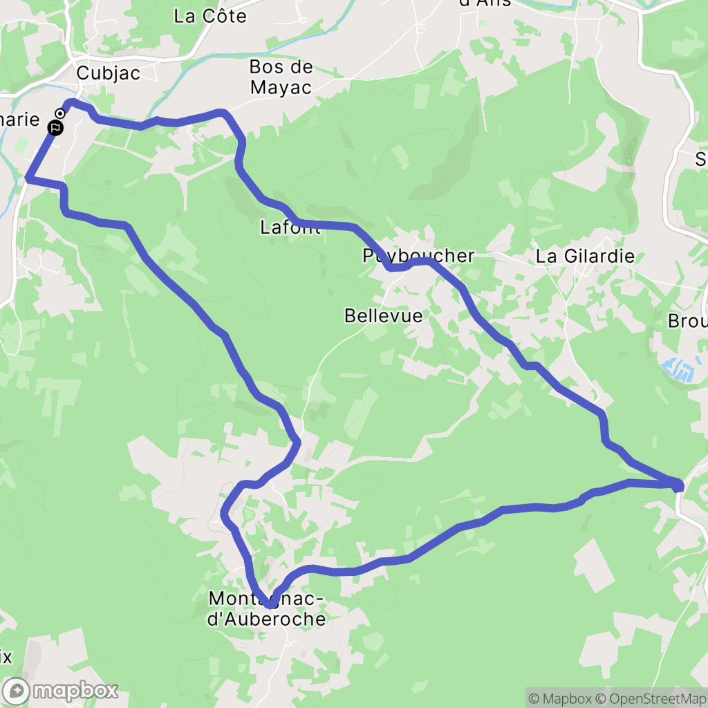 Cubjac-Auvézère-Val d'Ans : carte du parcours de randonnée - France