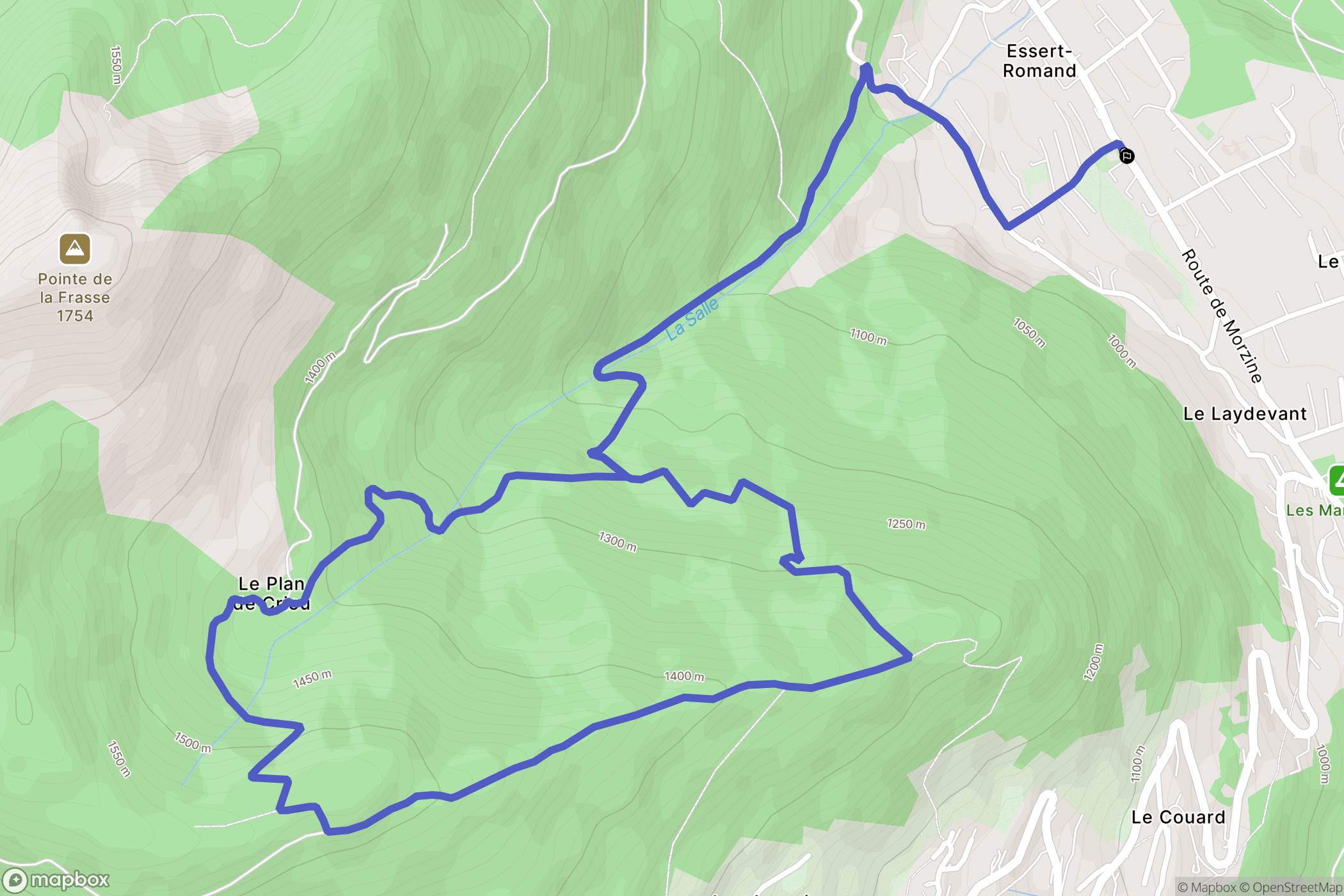 Essert-Romand : carte du parcours de randonnée - France