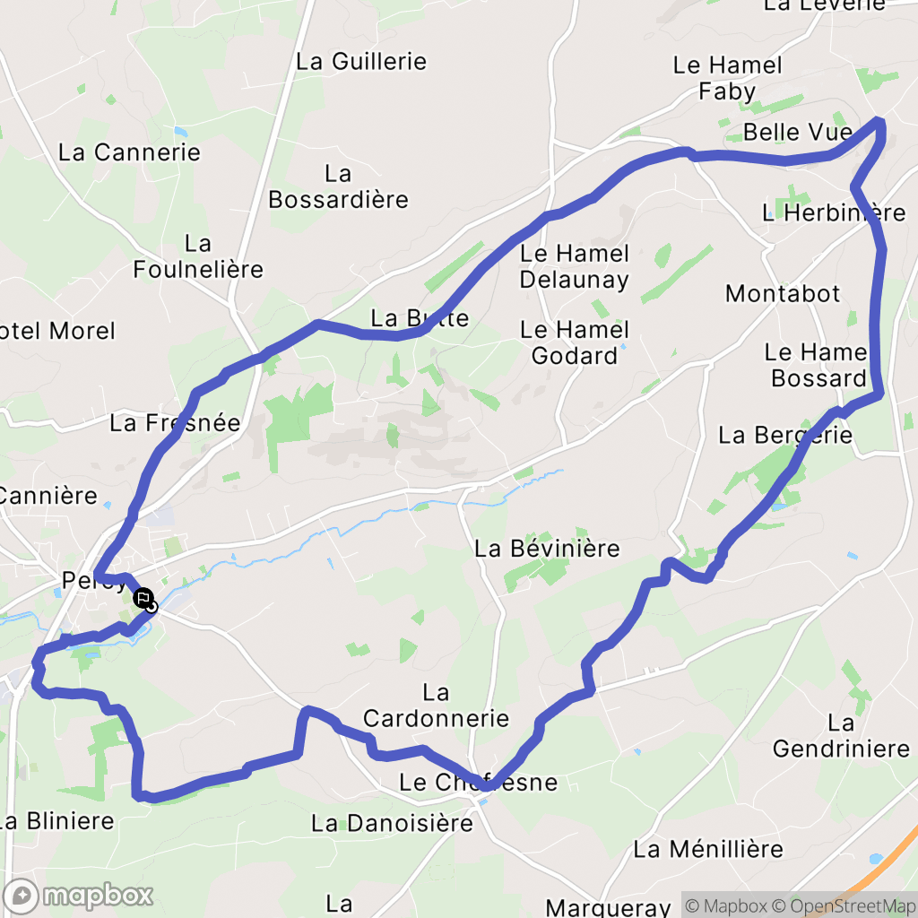 Percy-en-Normandie : carte du parcours de randonnée - France