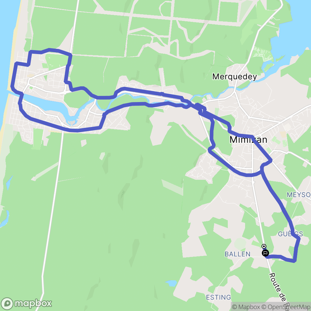 Mimizan : carte du parcours de randonnée - France
