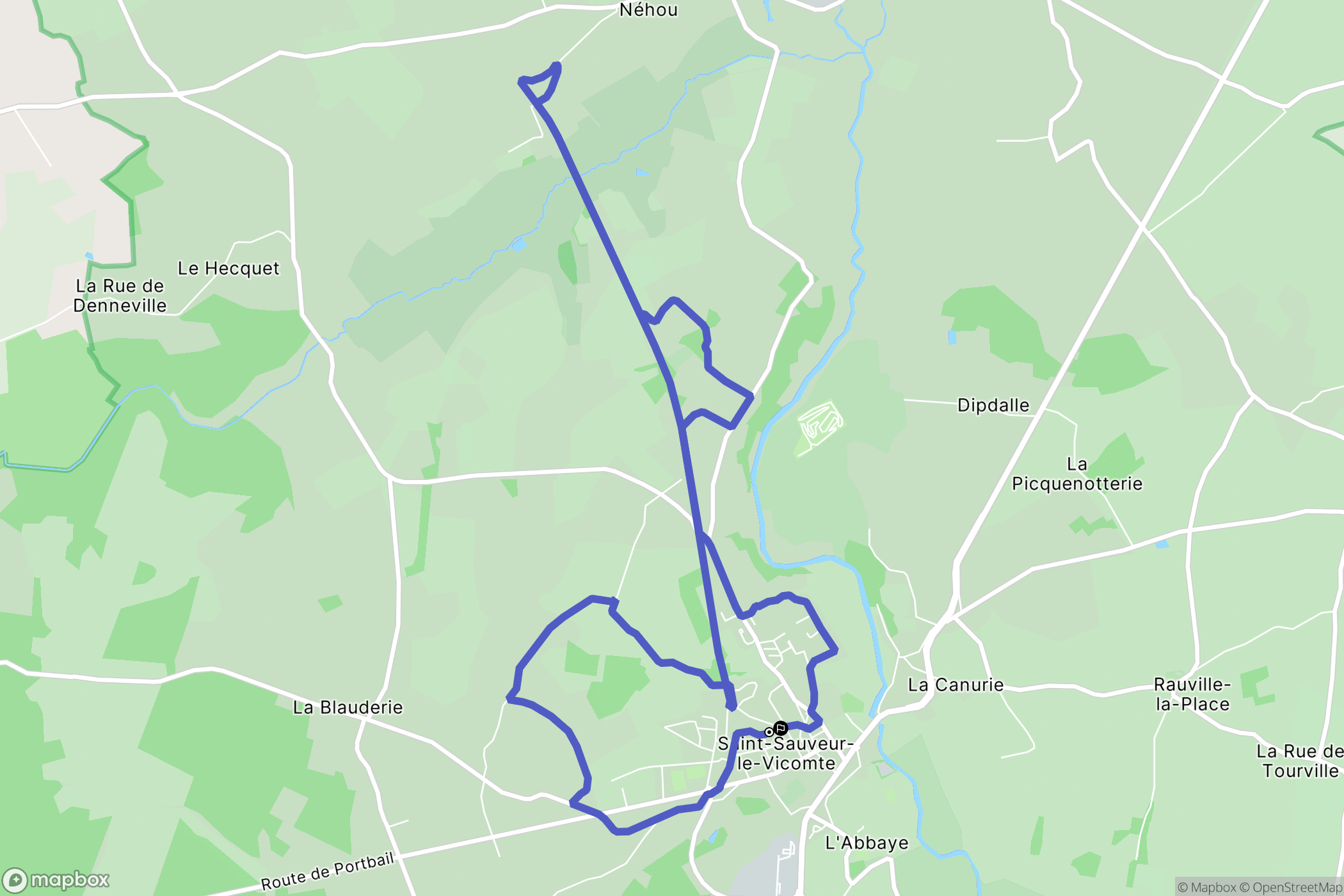 Saint-Sauveur-le-Vicomte : carte du parcours de randonnée - France