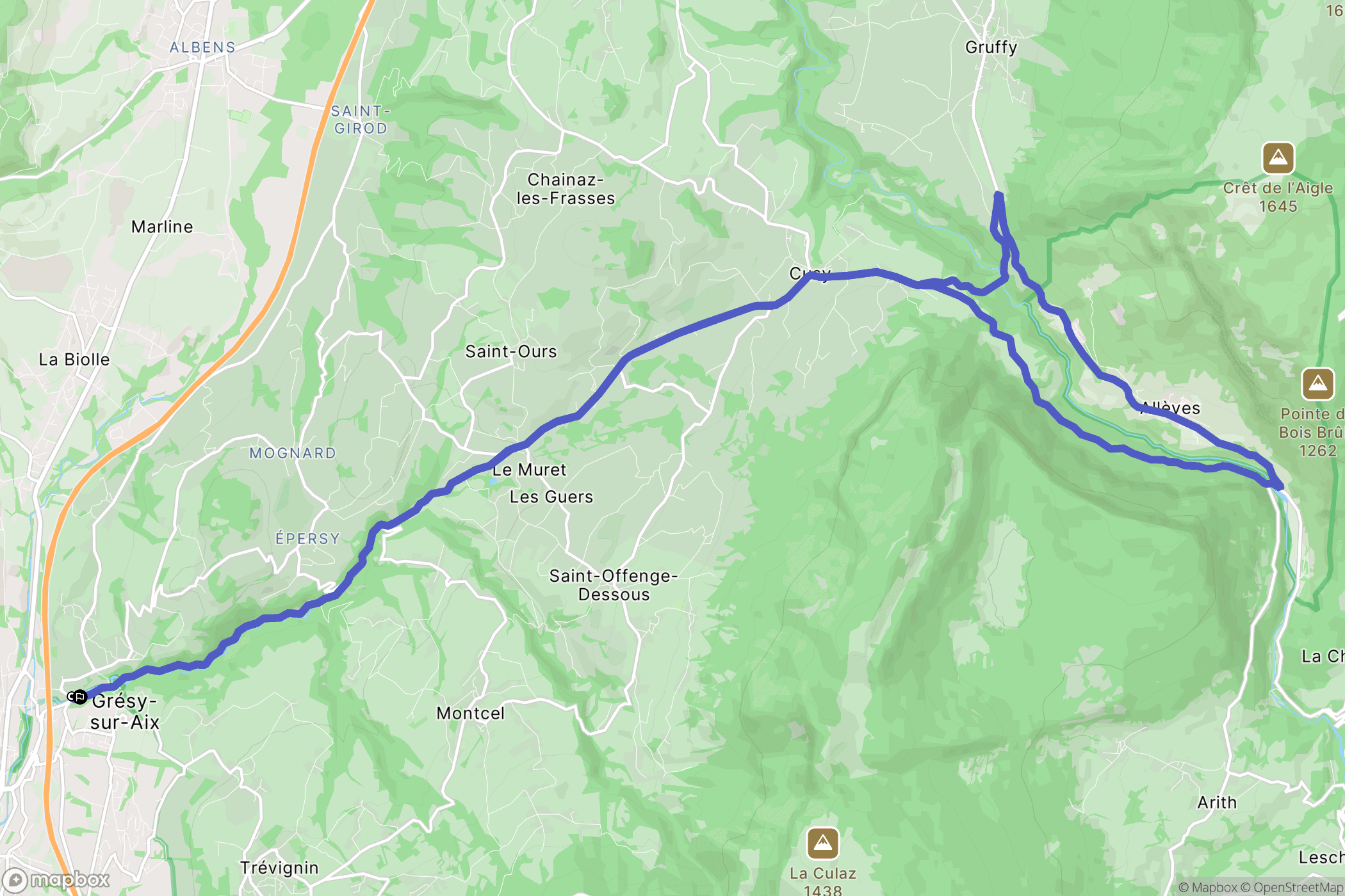 Grésy-sur-Aix : carte du parcours de randonnée - France