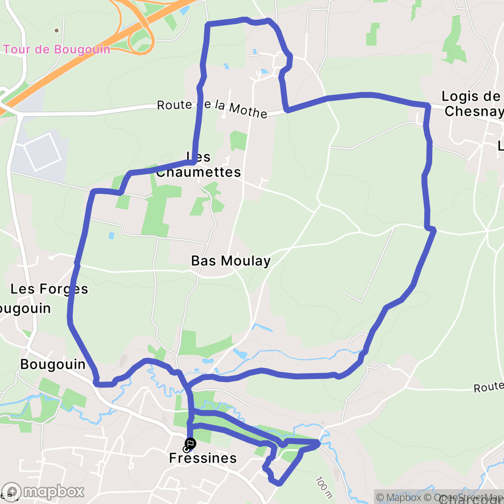 Fressines : carte du parcours de randonnée - France