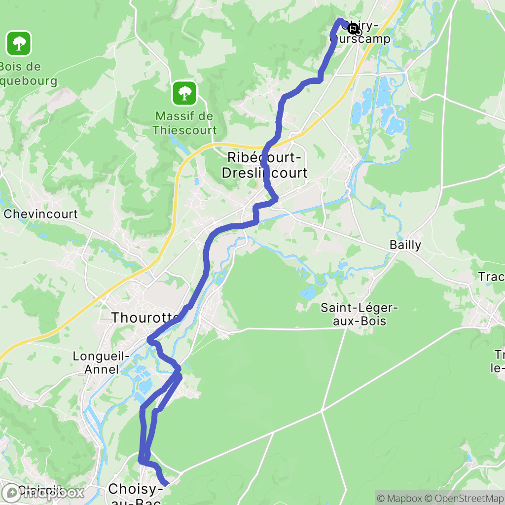 Chiry-Ourscamp : carte du parcours de randonnée - France