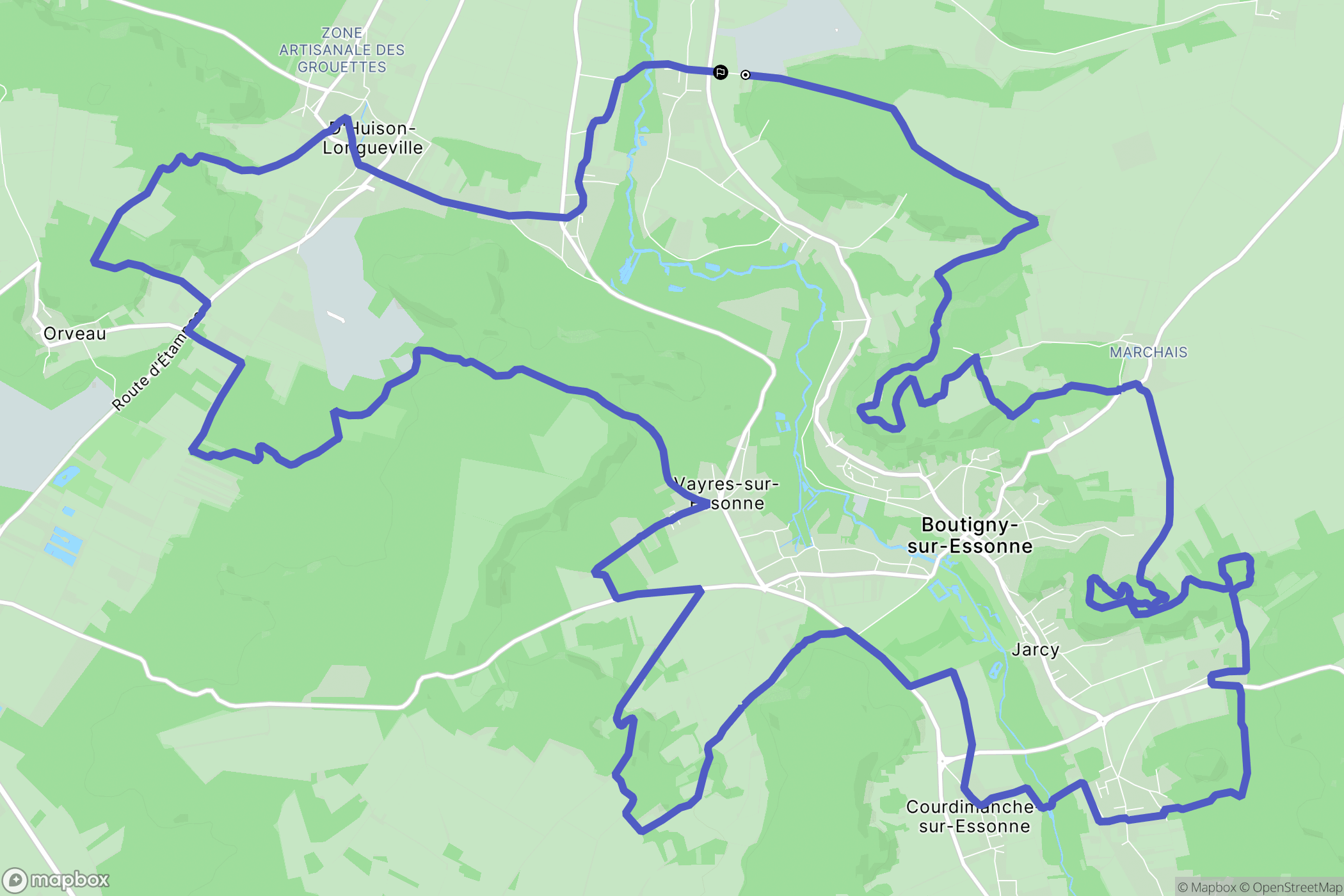 Guigneville-sur-Essonne : carte du parcours de randonnée - France