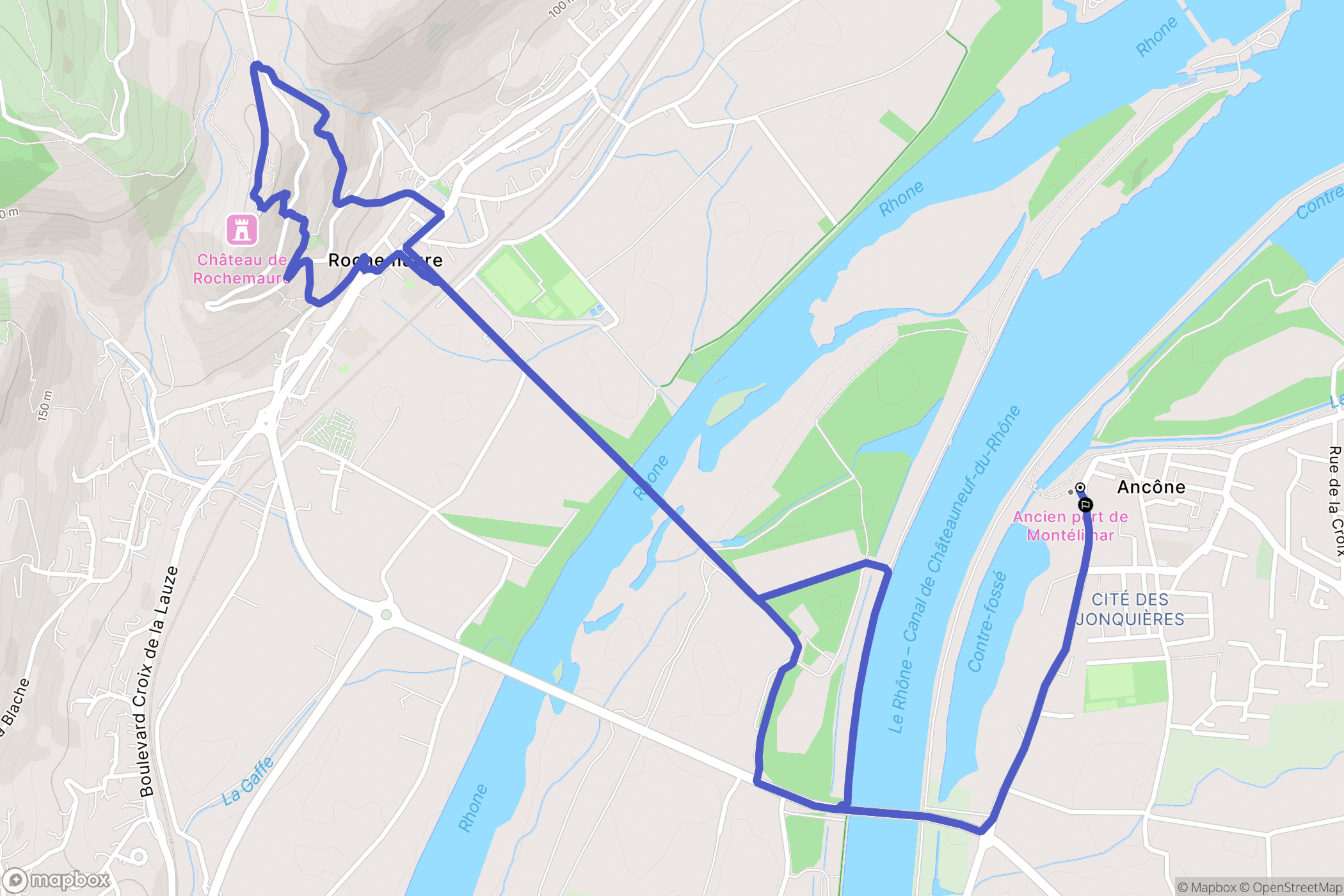 Ancone : carte du parcours de randonnée - France