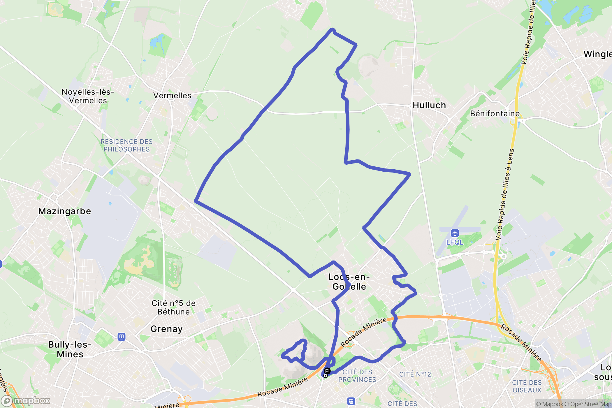 Loos-en-Gohelle : carte du parcours de randonnée - France