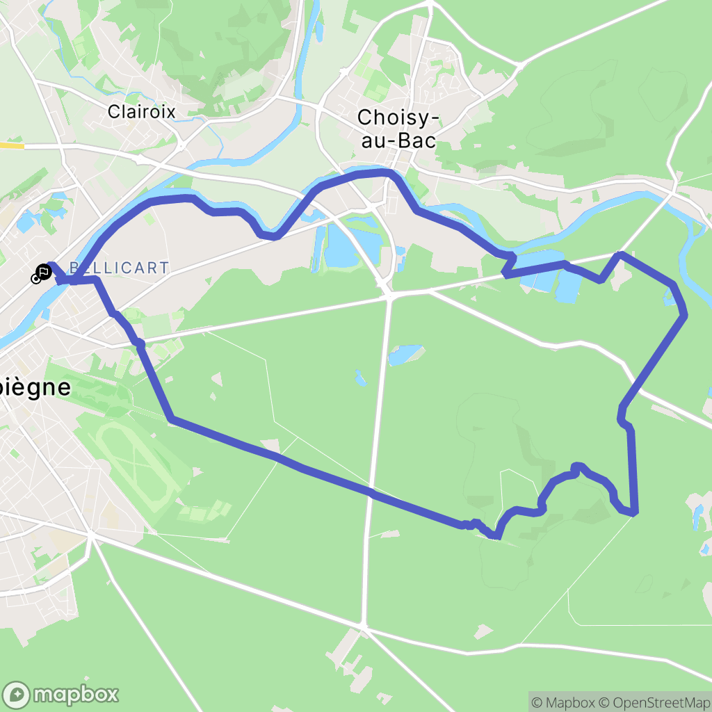 Margny-lès-Compiègne : carte du parcours de randonnée - France