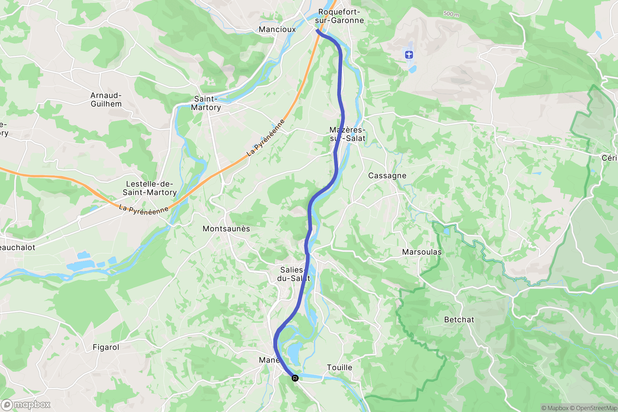His : carte du parcours de randonnée - France