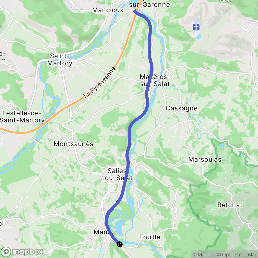 His : carte du parcours de randonnée - France
