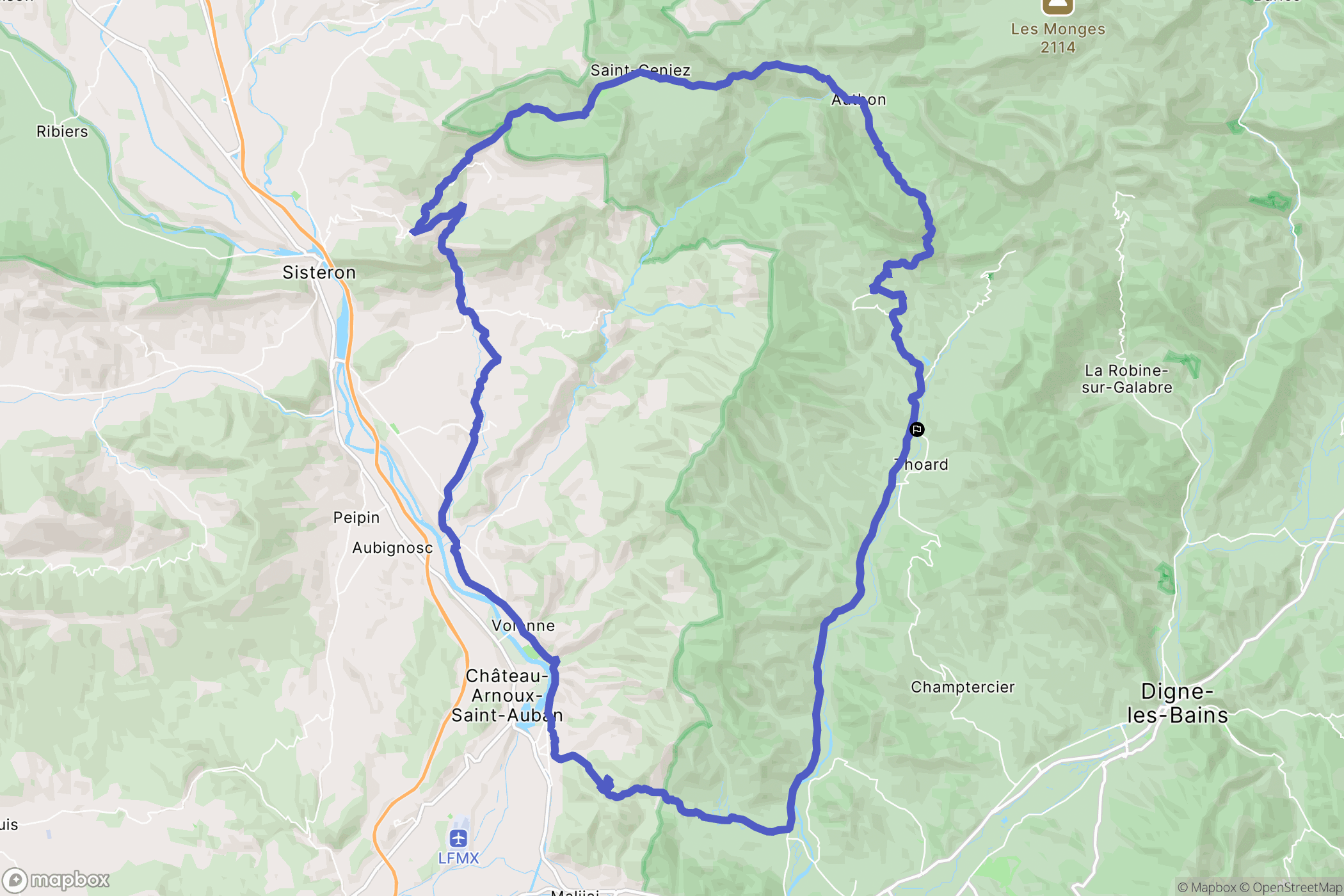Thoard : carte du parcours de randonnée - France