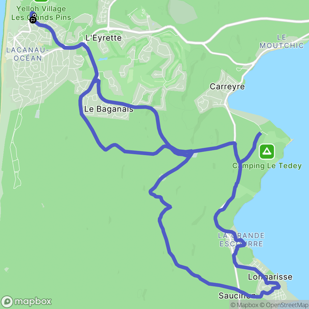 Lacanau : carte du parcours de randonnée - France