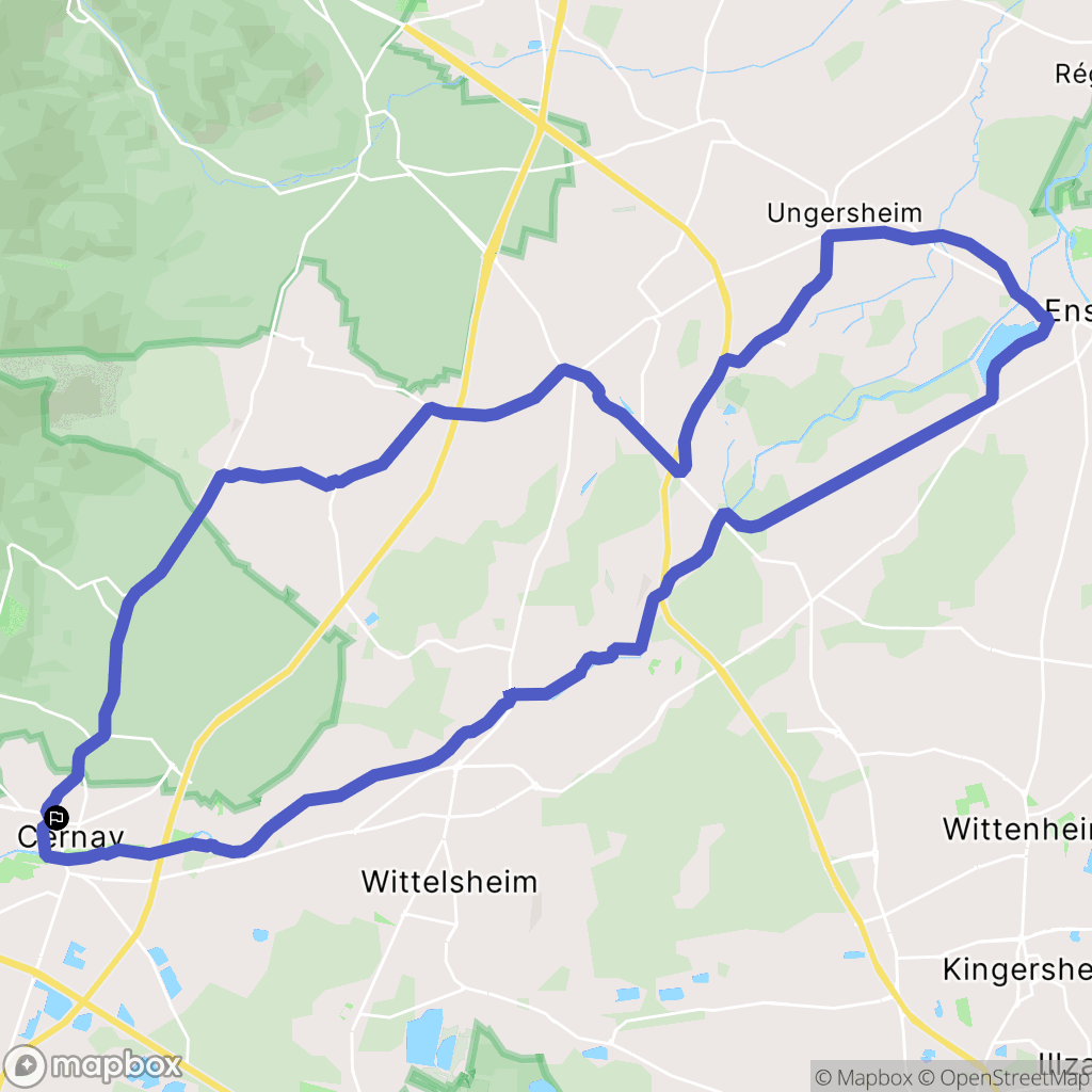 Cernay : carte du parcours de randonnée - France