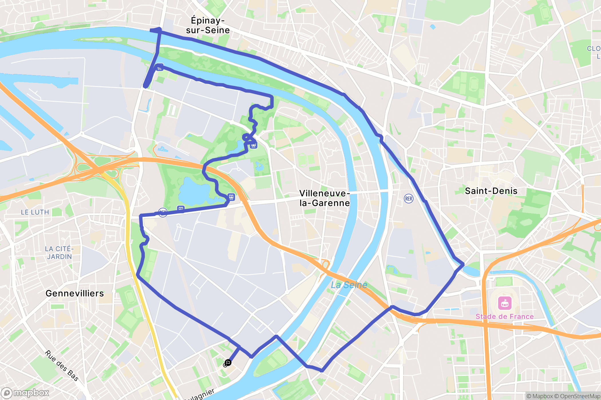 Asnières-sur-Seine : carte du parcours de randonnée - France